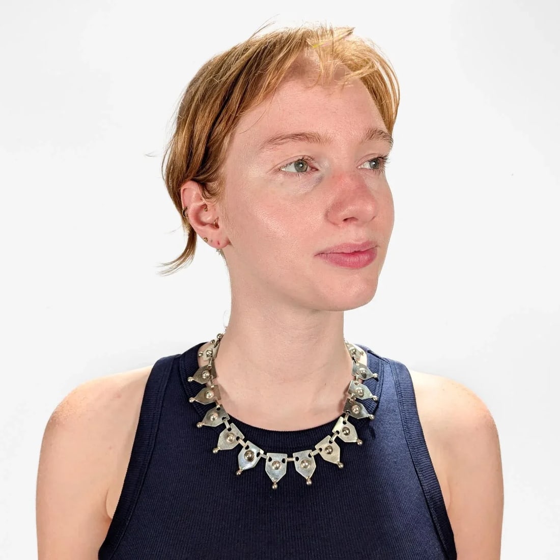 Early Taxco Attributed 980 Silver Mexican Collar / Collier Necklace - 2