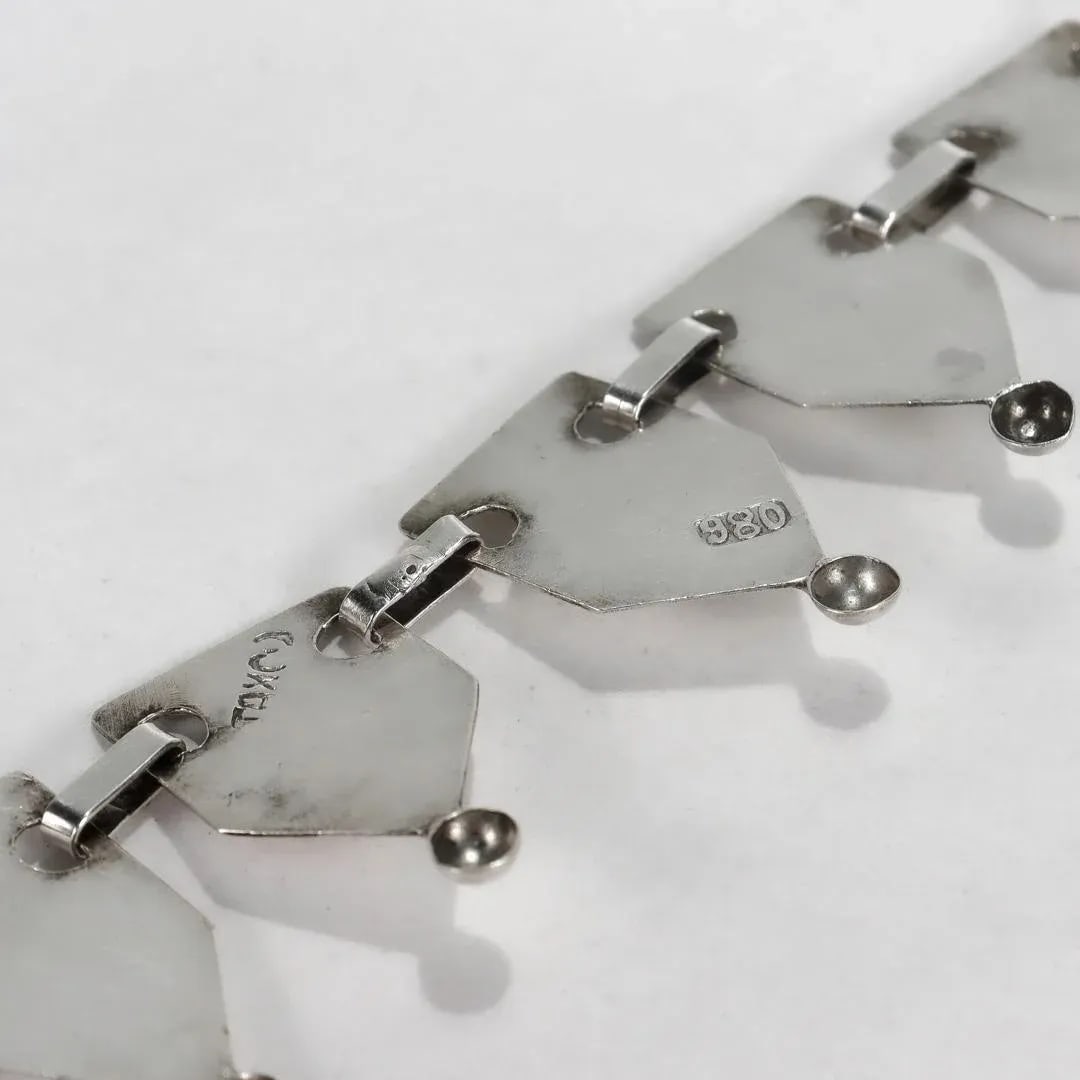 Early Taxco Attributed 980 Silver Mexican Collar / Collier Necklace - 6