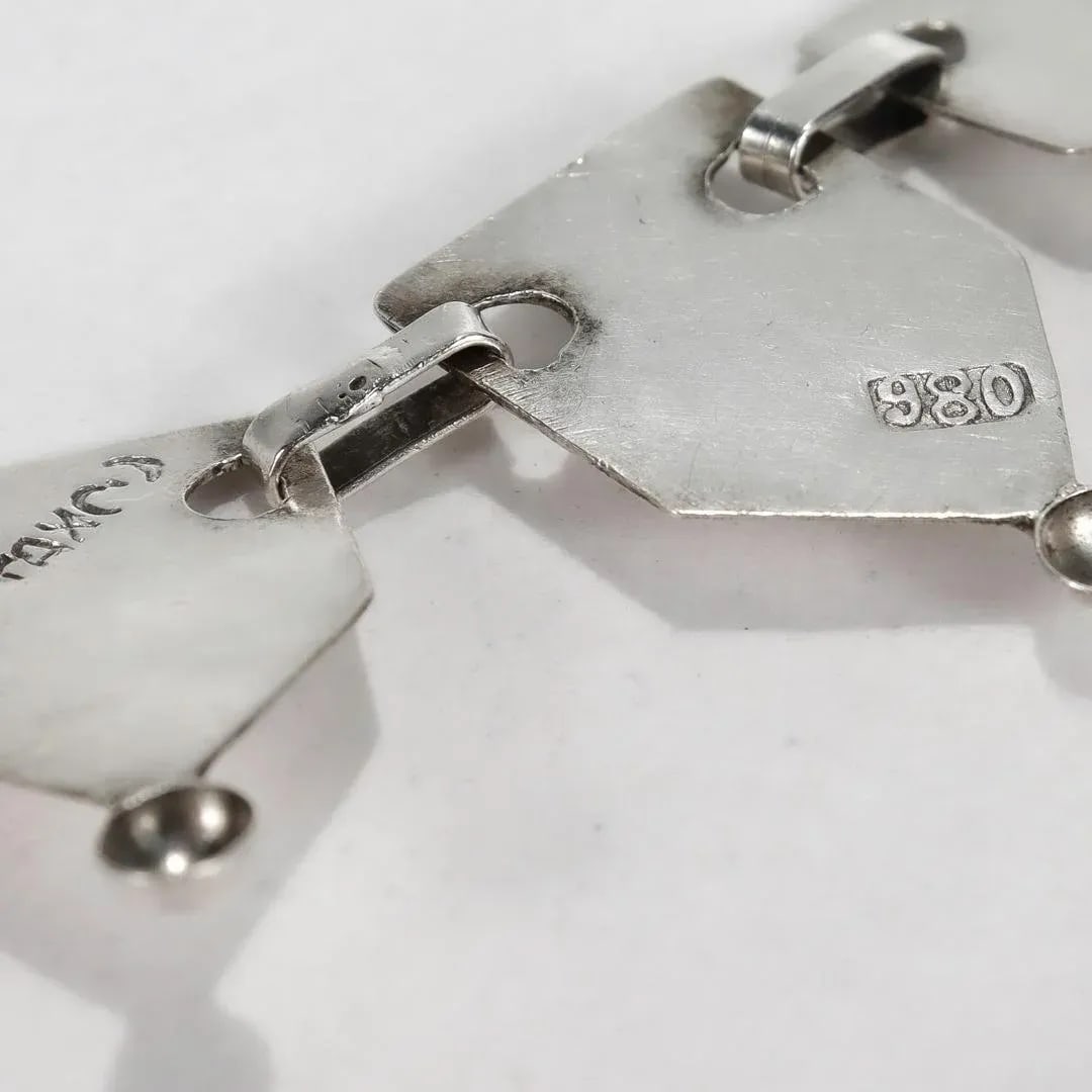 Early Taxco Attributed 980 Silver Mexican Collar / Collier Necklace - 7