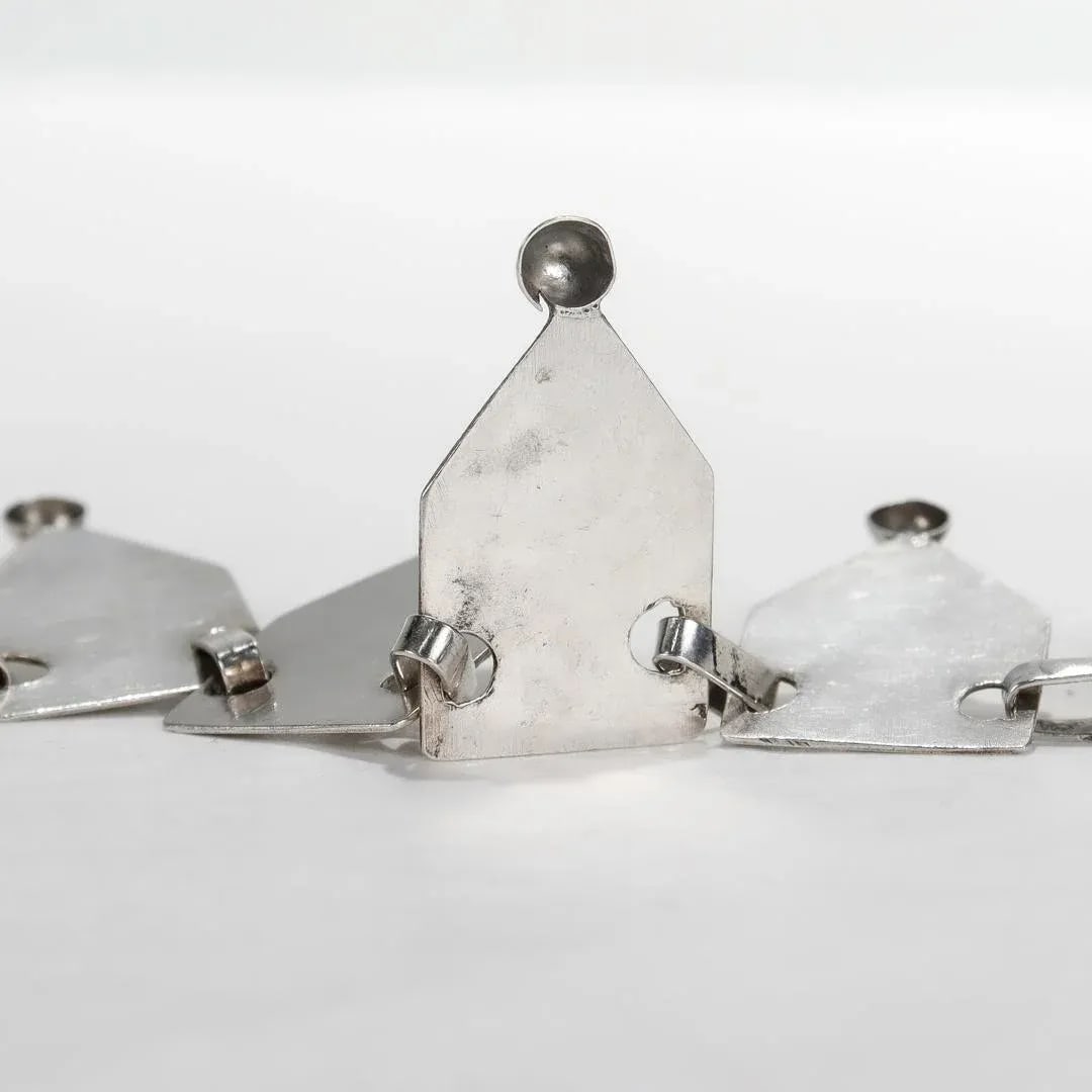 Early Taxco Attributed 980 Silver Mexican Collar / Collier Necklace - 9