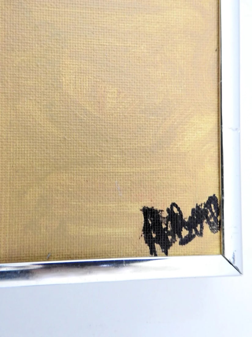 Oil Still Life Painting on Canvas Panel Bottles Vase Cube, Framed - 5