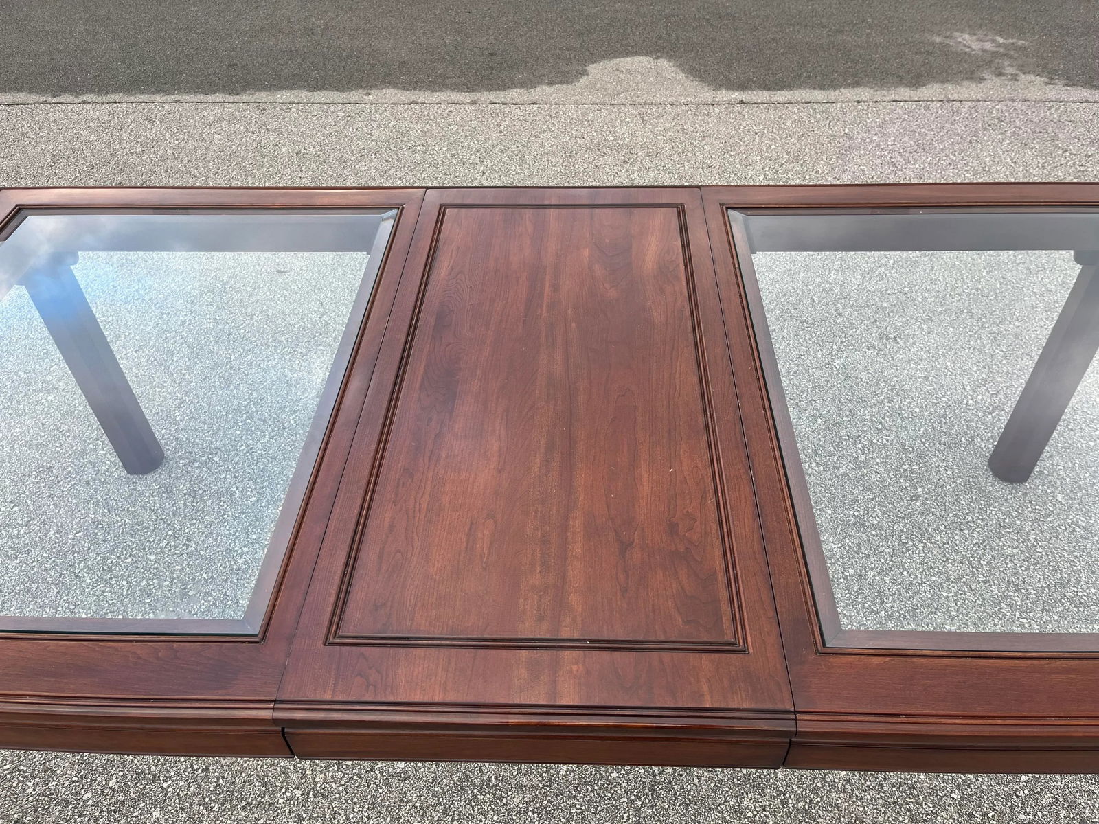 Ethan Allen Canova Dining Room Table With Leaf Glass Cherry Wood - 10