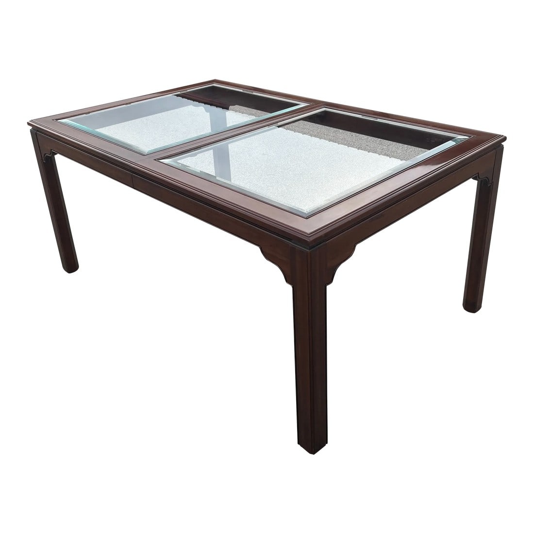 Ethan Allen Canova Dining Room Table With Leaf Glass Cherry Wood (1 of 12)