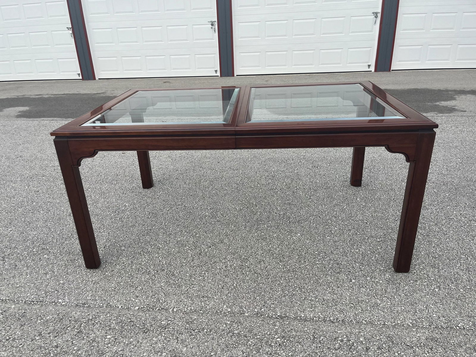 Ethan Allen Canova Dining Room Table With Leaf Glass Cherry Wood - 2