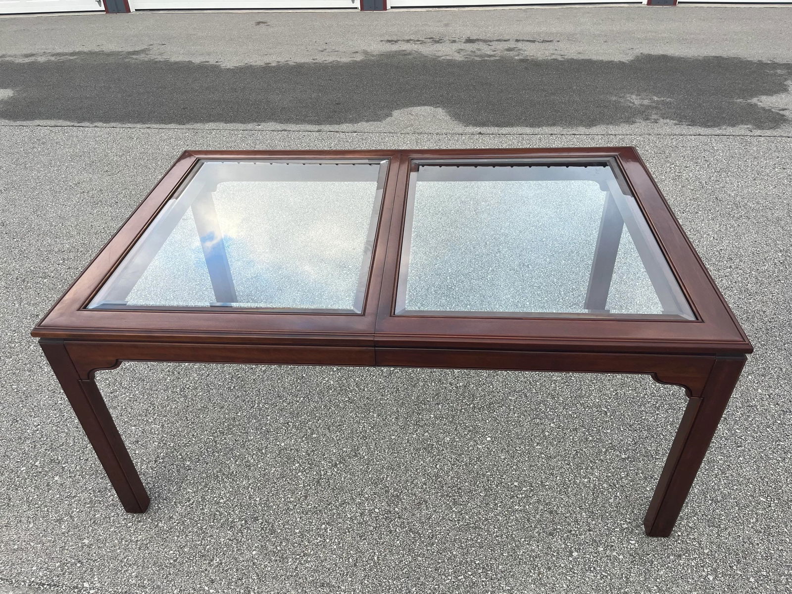 Ethan Allen Canova Dining Room Table With Leaf Glass Cherry Wood - 4