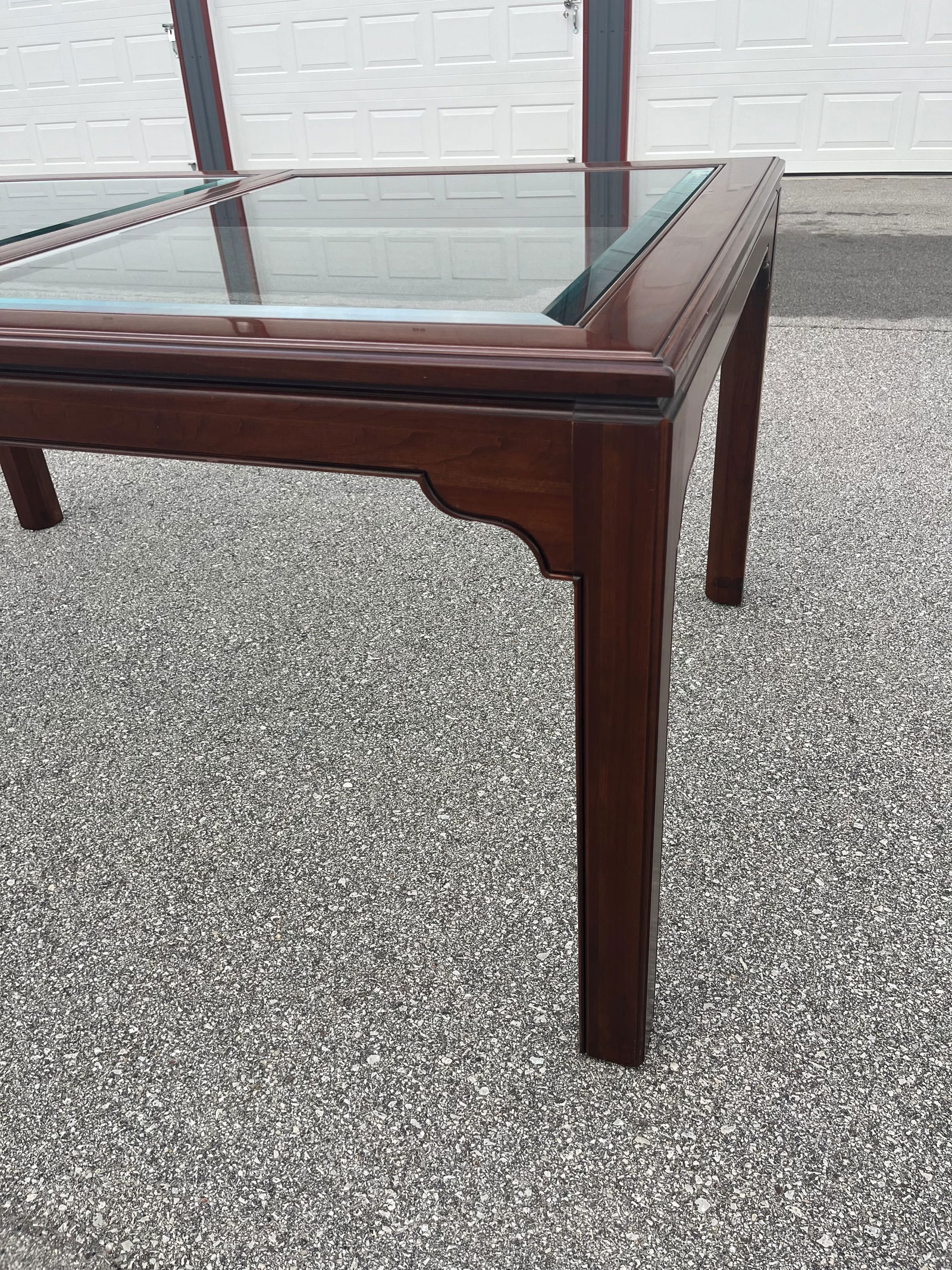 Ethan Allen Canova Dining Room Table With Leaf Glass Cherry Wood - 5