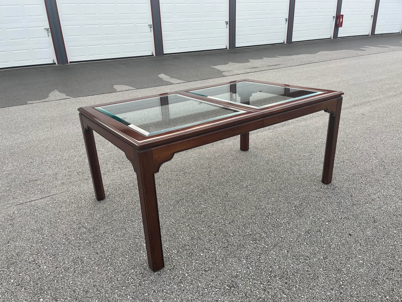 Ethan Allen Canova Dining Room Table With Leaf Glass Cherry Wood - 7