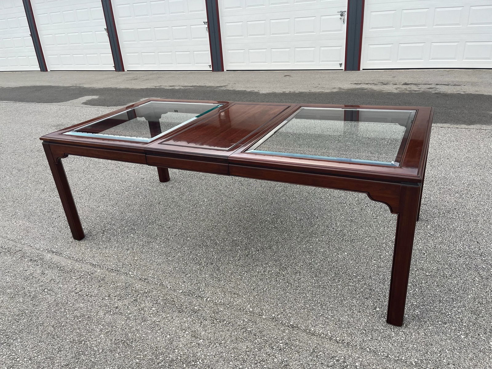 Ethan Allen Canova Dining Room Table With Leaf Glass Cherry Wood - 8