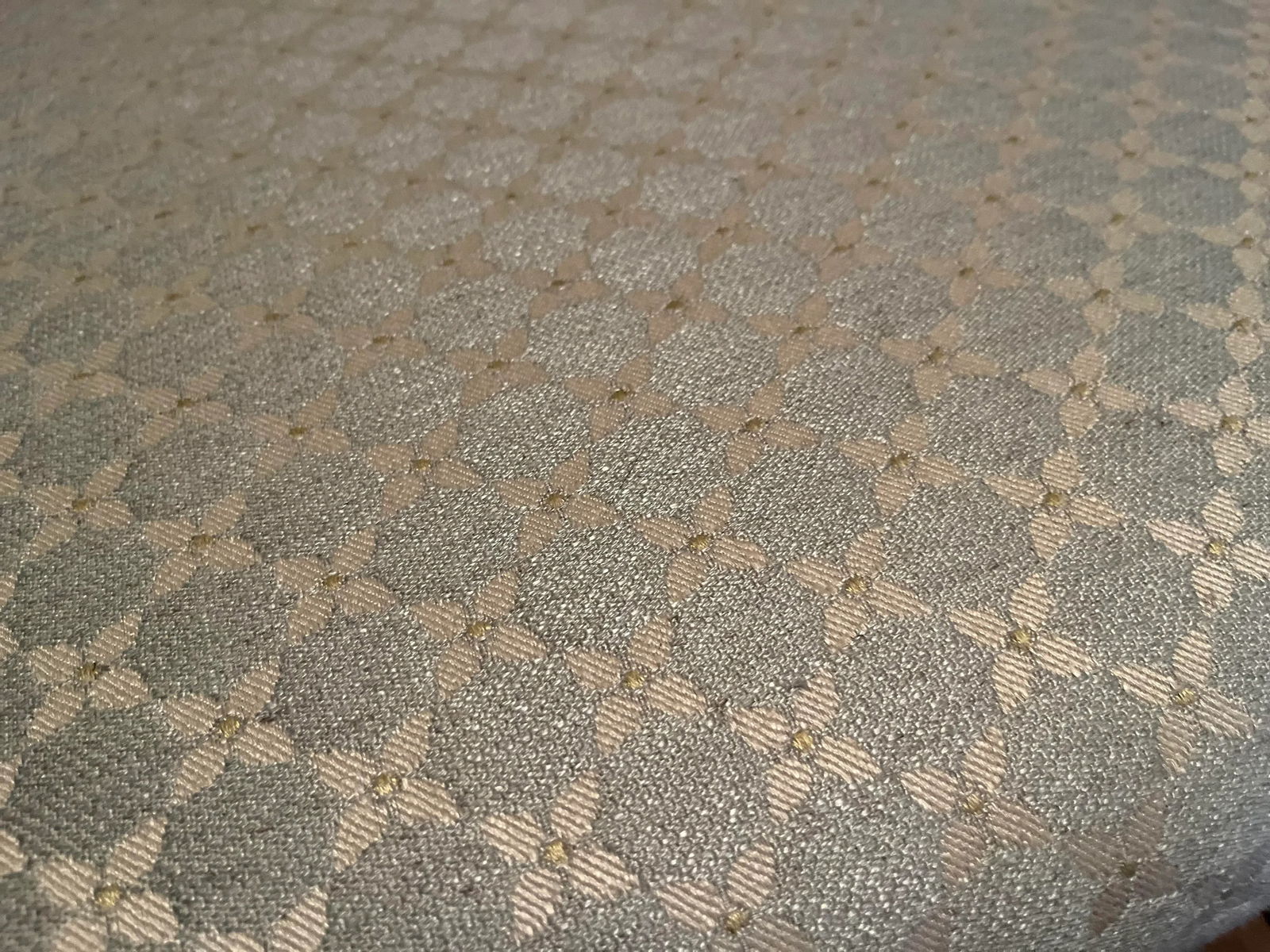 1990s Colefax & Fowler Fabric on Upholstered Ottoman with Turned Feet & Brass Casters - 6