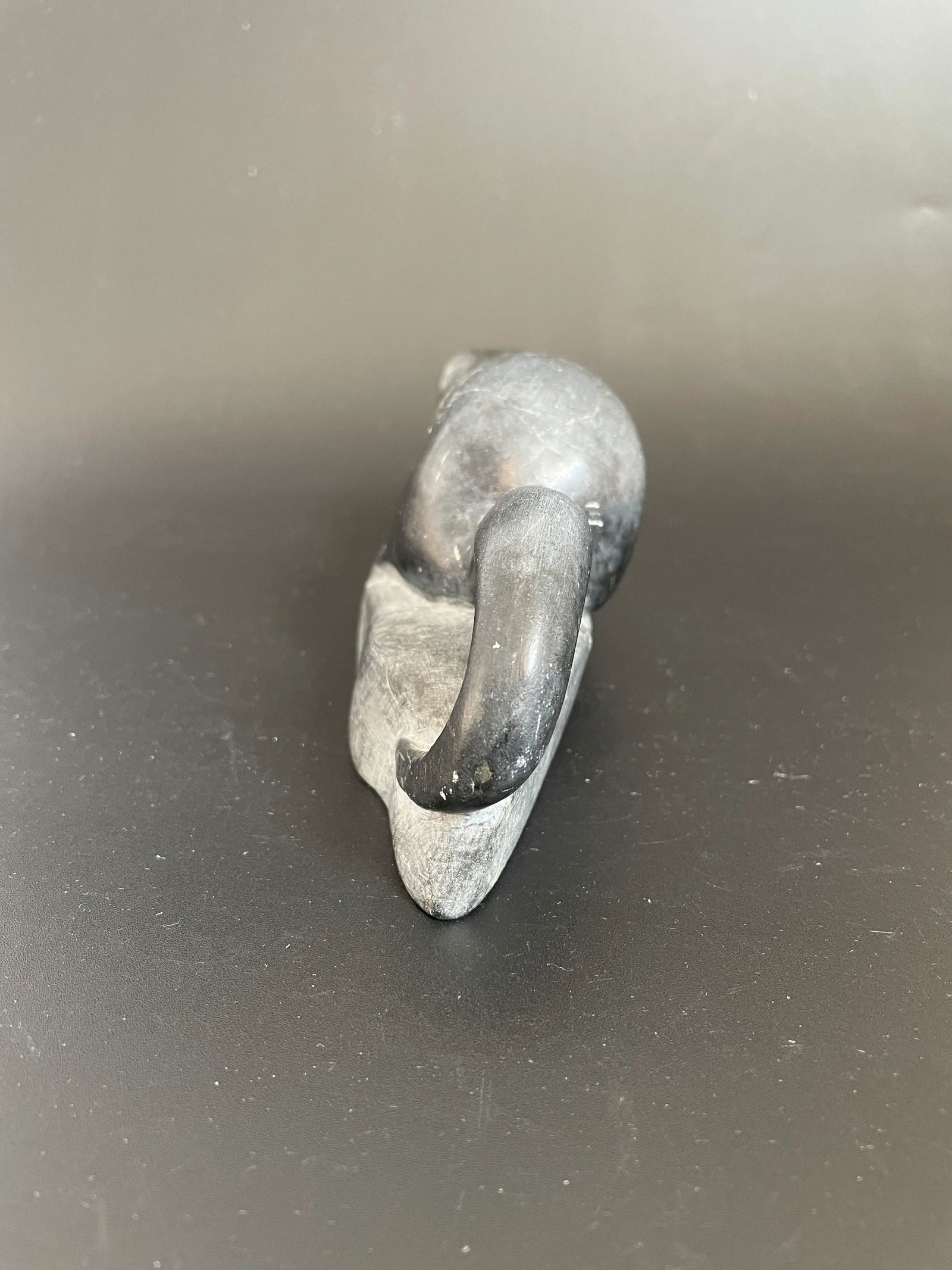 Vintage Canadian Inuit Eskimo Soapstone Carving Sea Otter Eating Fish Sculpture by Davitiapik - 5