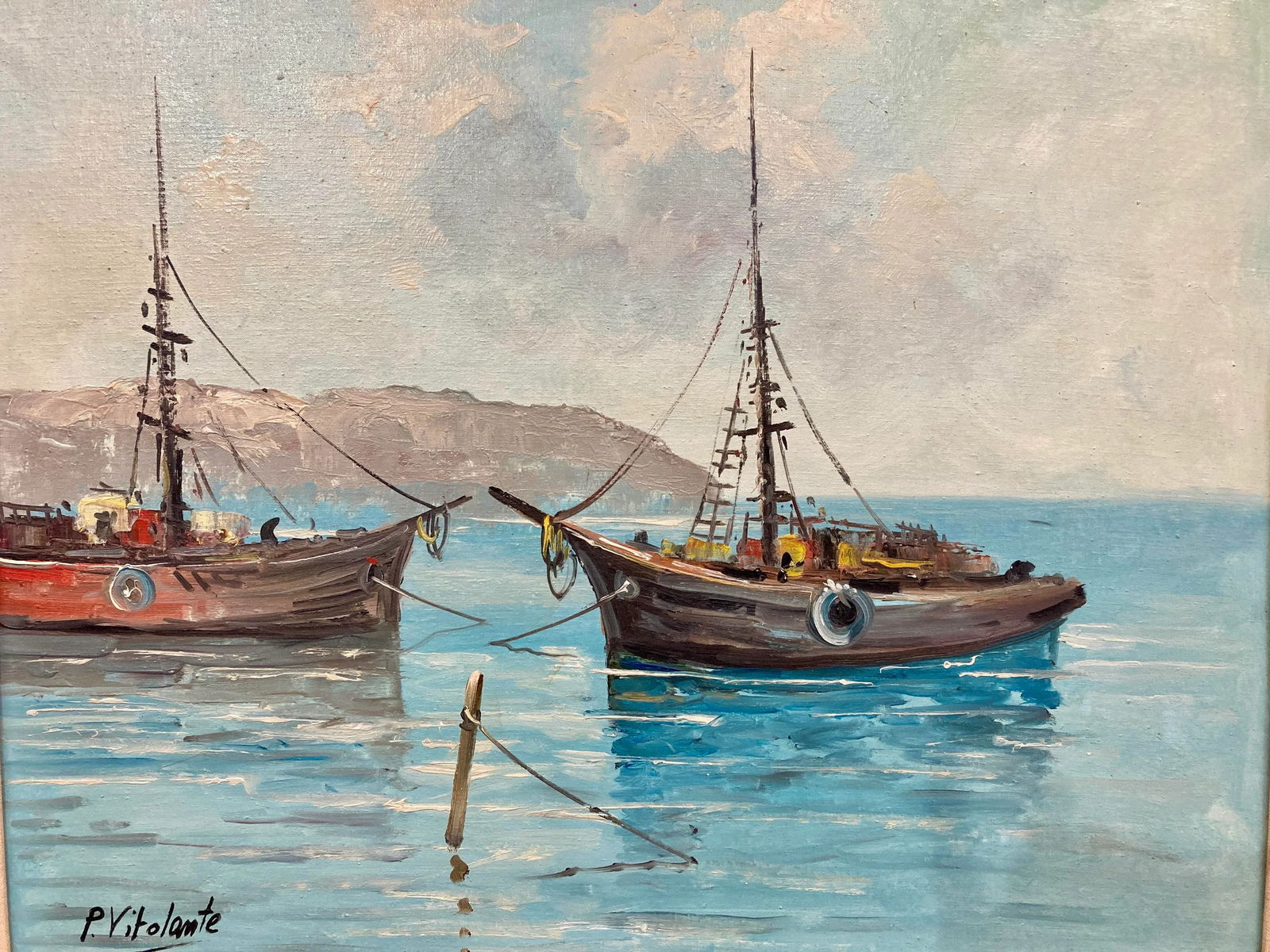 P. Vitolante, Seascape Oil Painting, Framed - 2