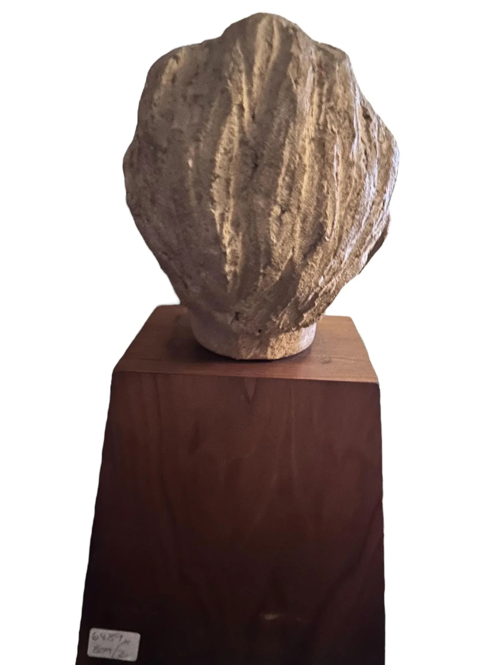 Mid Century Clay Head Sculpture on Wood Base - 3