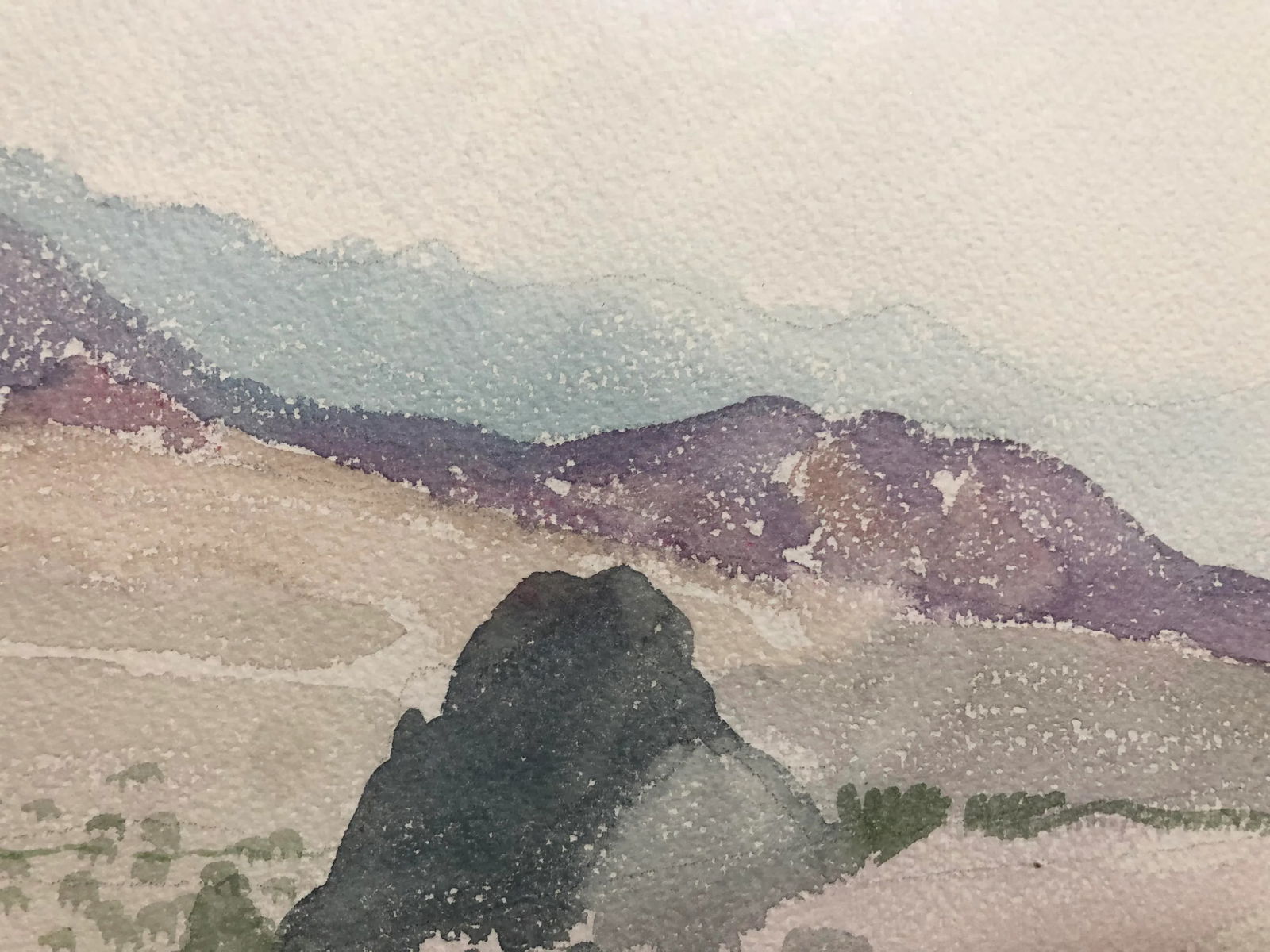 Vintage Desert Landscape Watercolor Painting - 3