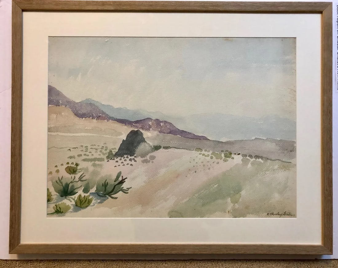 Vintage Desert Landscape Watercolor Painting - 7