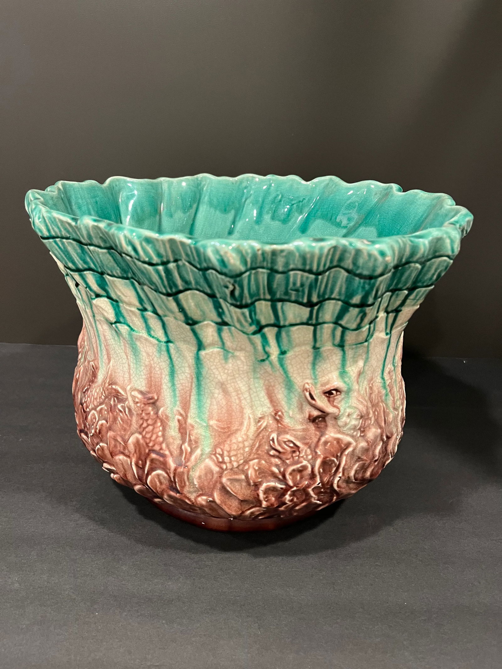 Antique Large j.b. Owens Majolica Jardiniere or Planter - 2