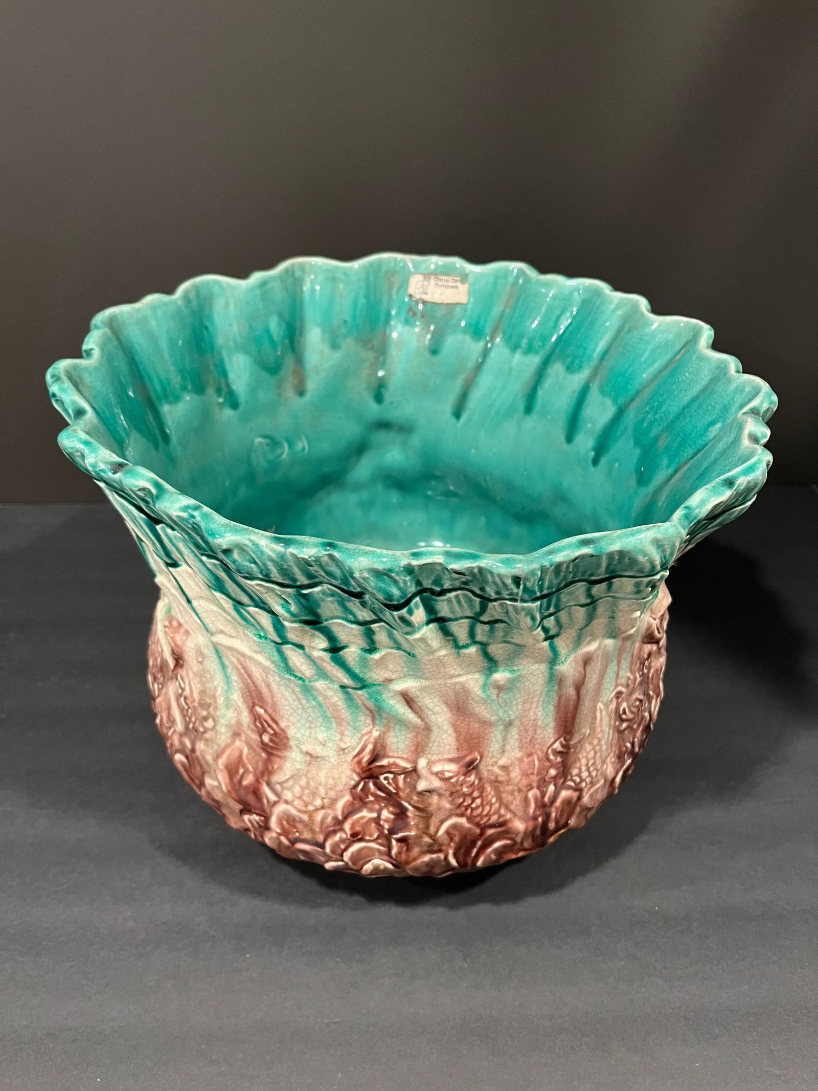 Antique Large j.b. Owens Majolica Jardiniere or Planter - 3