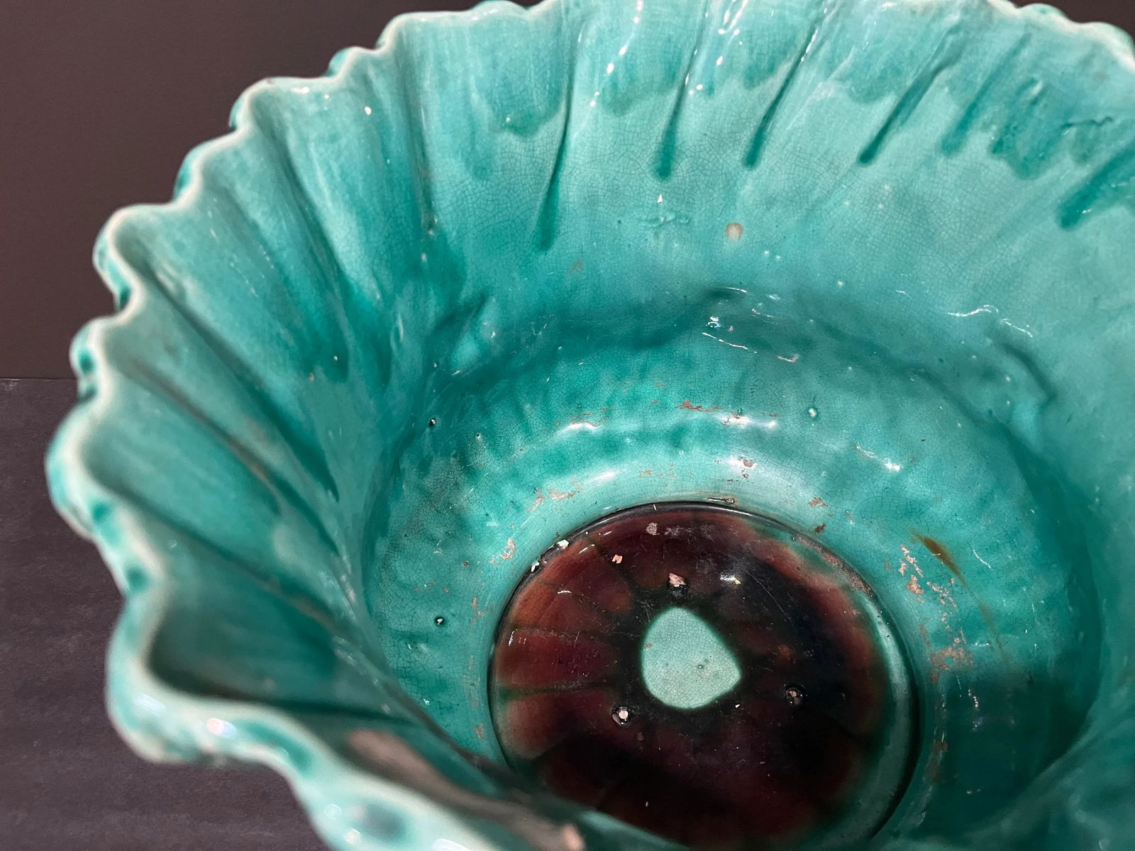 Antique Large j.b. Owens Majolica Jardiniere or Planter - 7