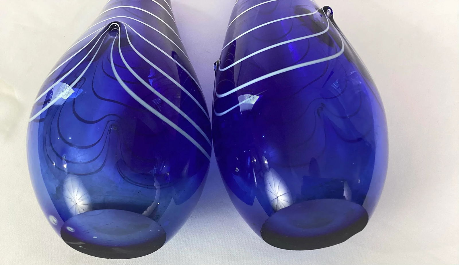 1930s Italian Hand Blown Cobalt Vases, Murano Attributed- Set of 2 - 5