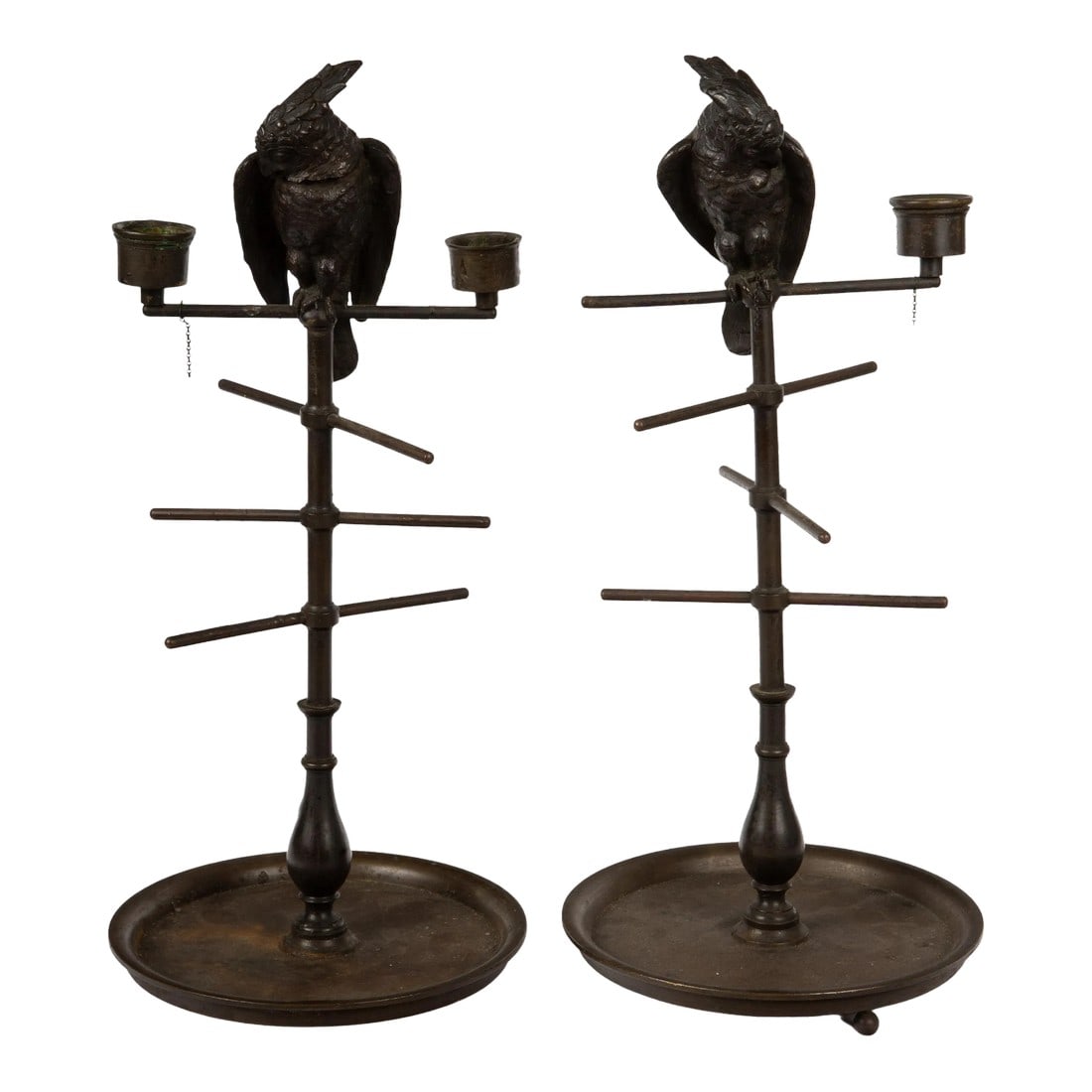 19th Century Parakeet Perch Inkwell Candlesticks: Ink 'n' Perch Delight! - A Pair (1 of 6)
