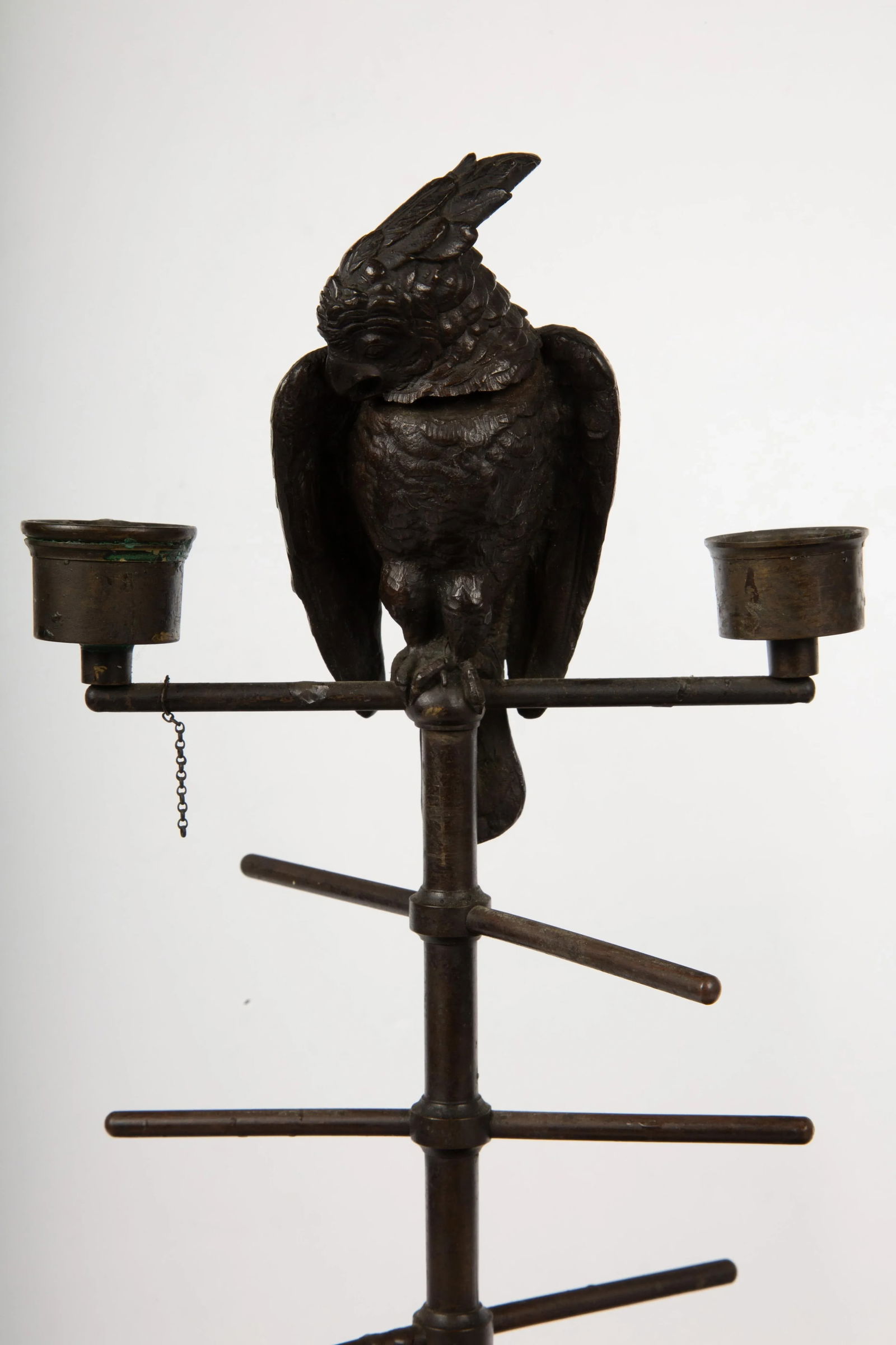 19th Century Parakeet Perch Inkwell Candlesticks: Ink 'n' Perch Delight! - A Pair - 3