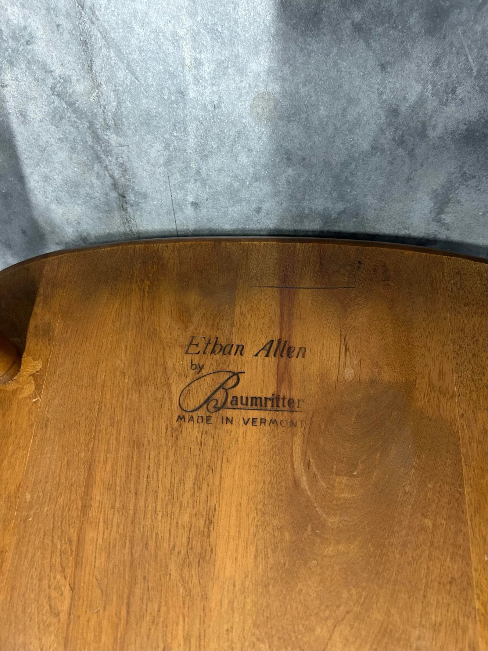 Late 20th Century Vintage Ethan Allen by Baumritter Dining Chairs Heirloom Nutmeg Wood #10-6020 - a - 9