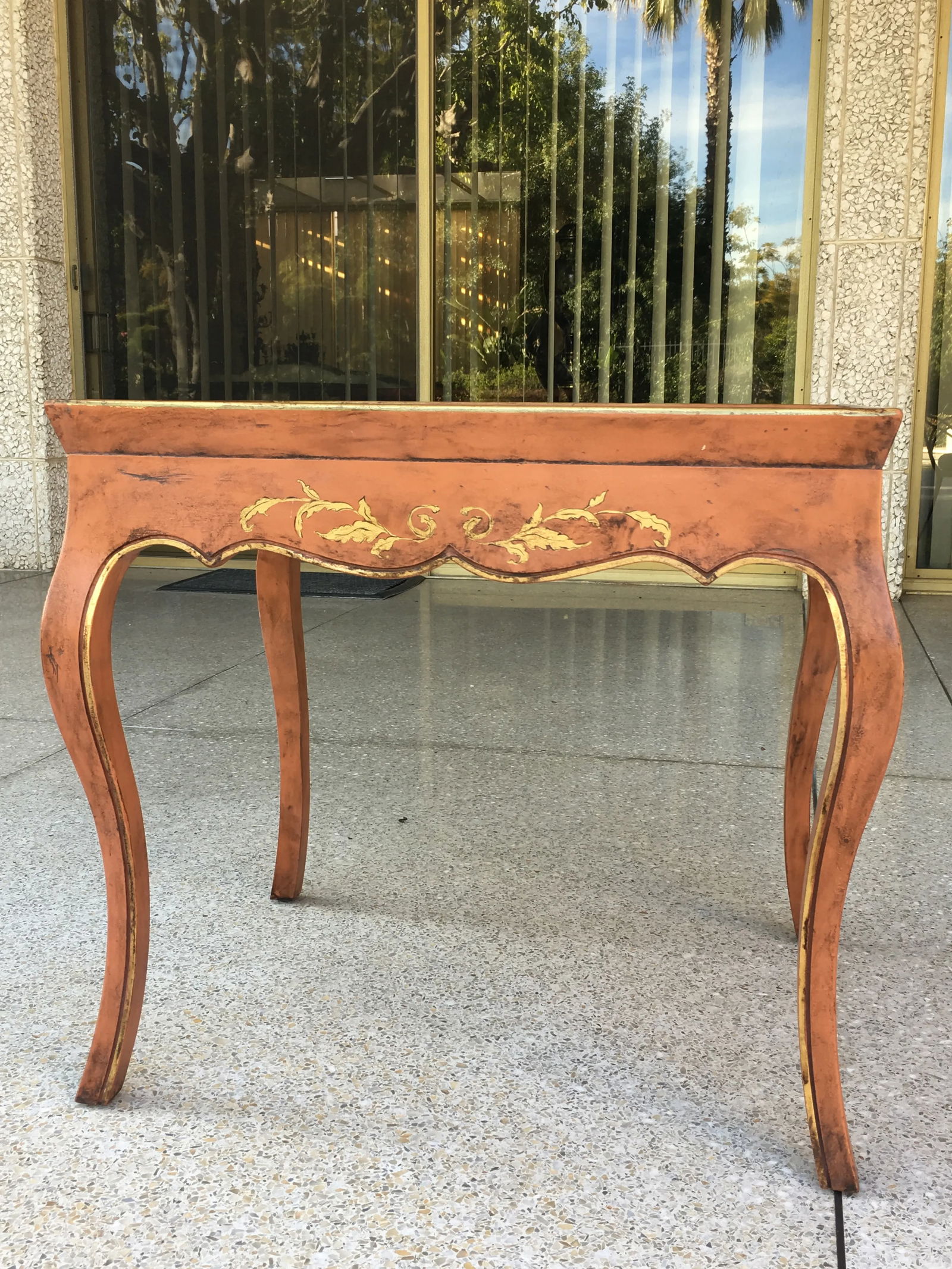 Chinoiserie Nancy Corzine Rust and Gold Leaf Tea Table - 2