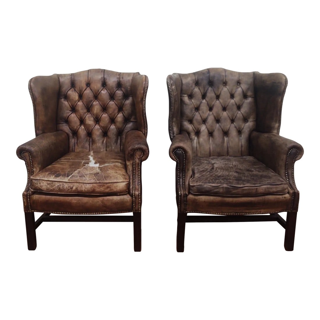 1930s English Georgian Style Wingback Library Chairs- a Pair (1 of 7)