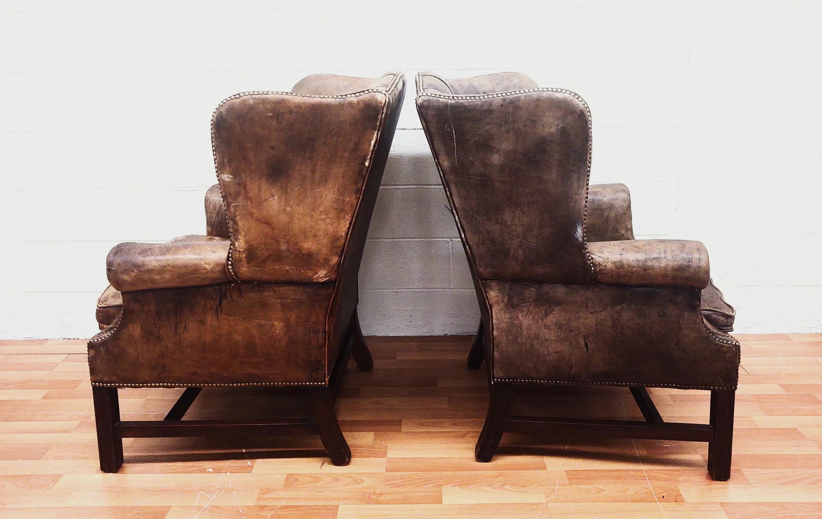 1930s English Georgian Style Wingback Library Chairs- a Pair - 2