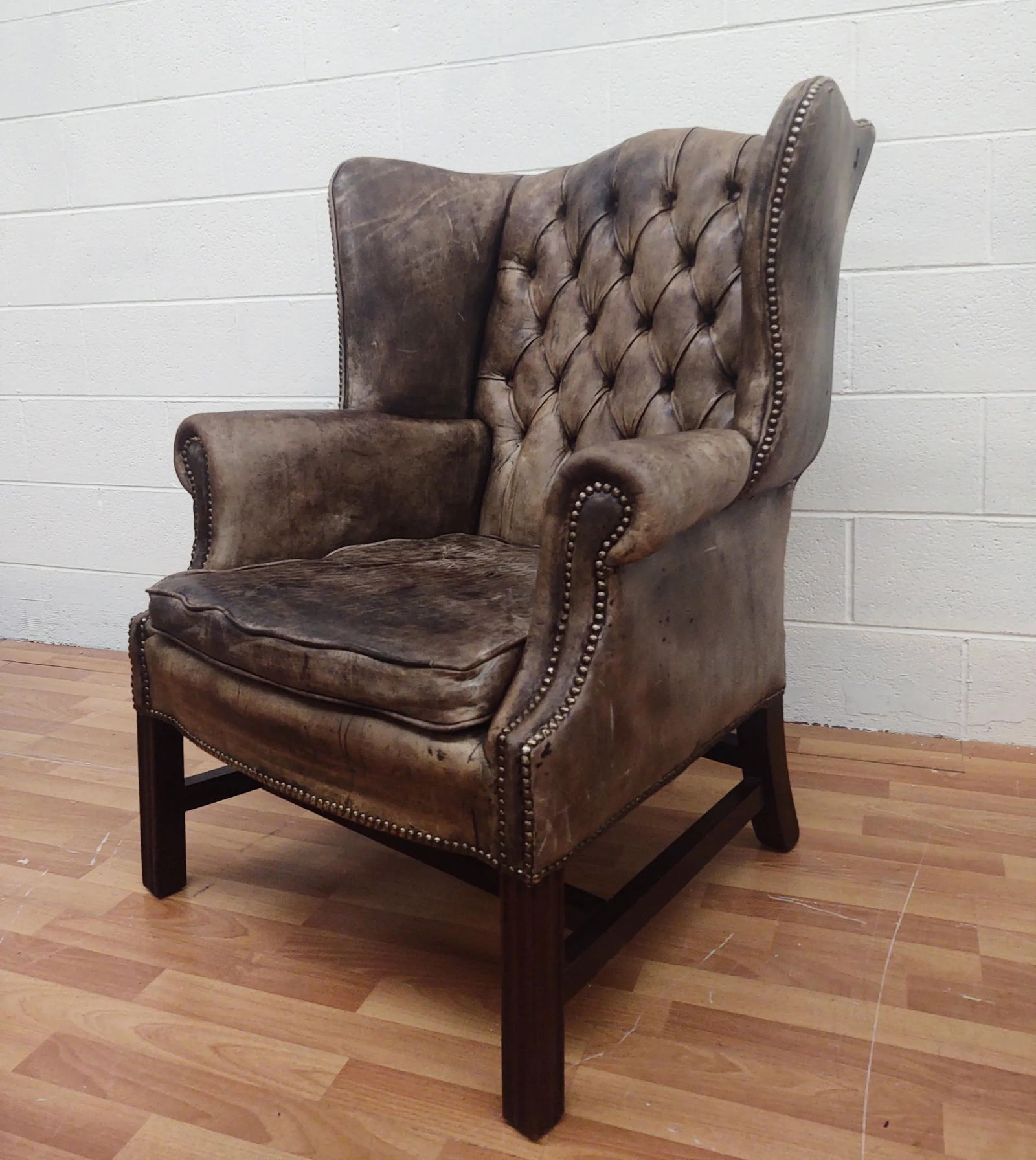 1930s English Georgian Style Wingback Library Chairs- a Pair - 3