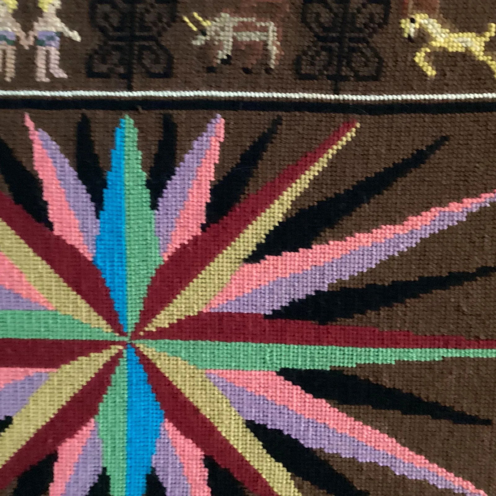 Mid Century Modern Needlepoint Astrology Hanging Picture - 4