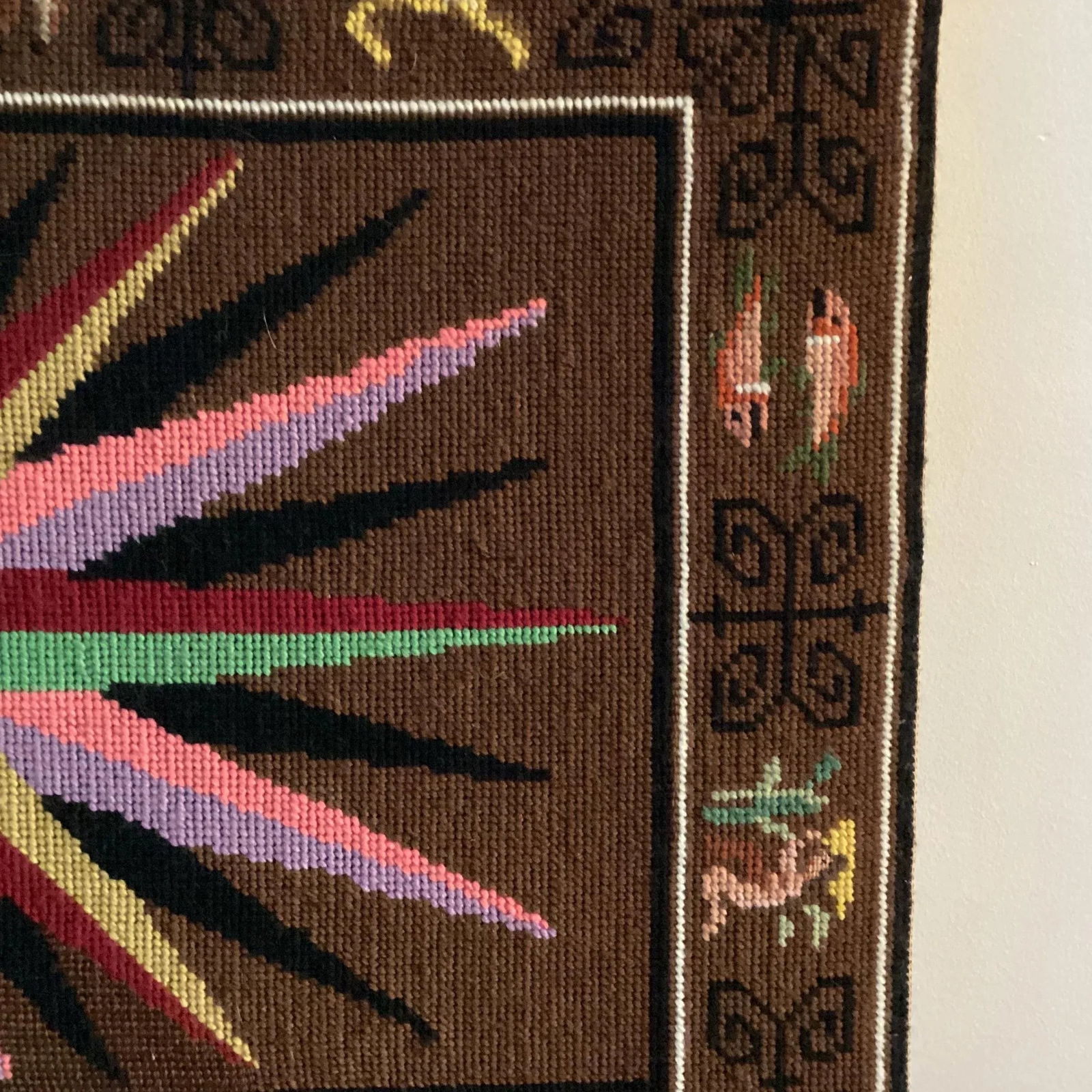 Mid Century Modern Needlepoint Astrology Hanging Picture - 5