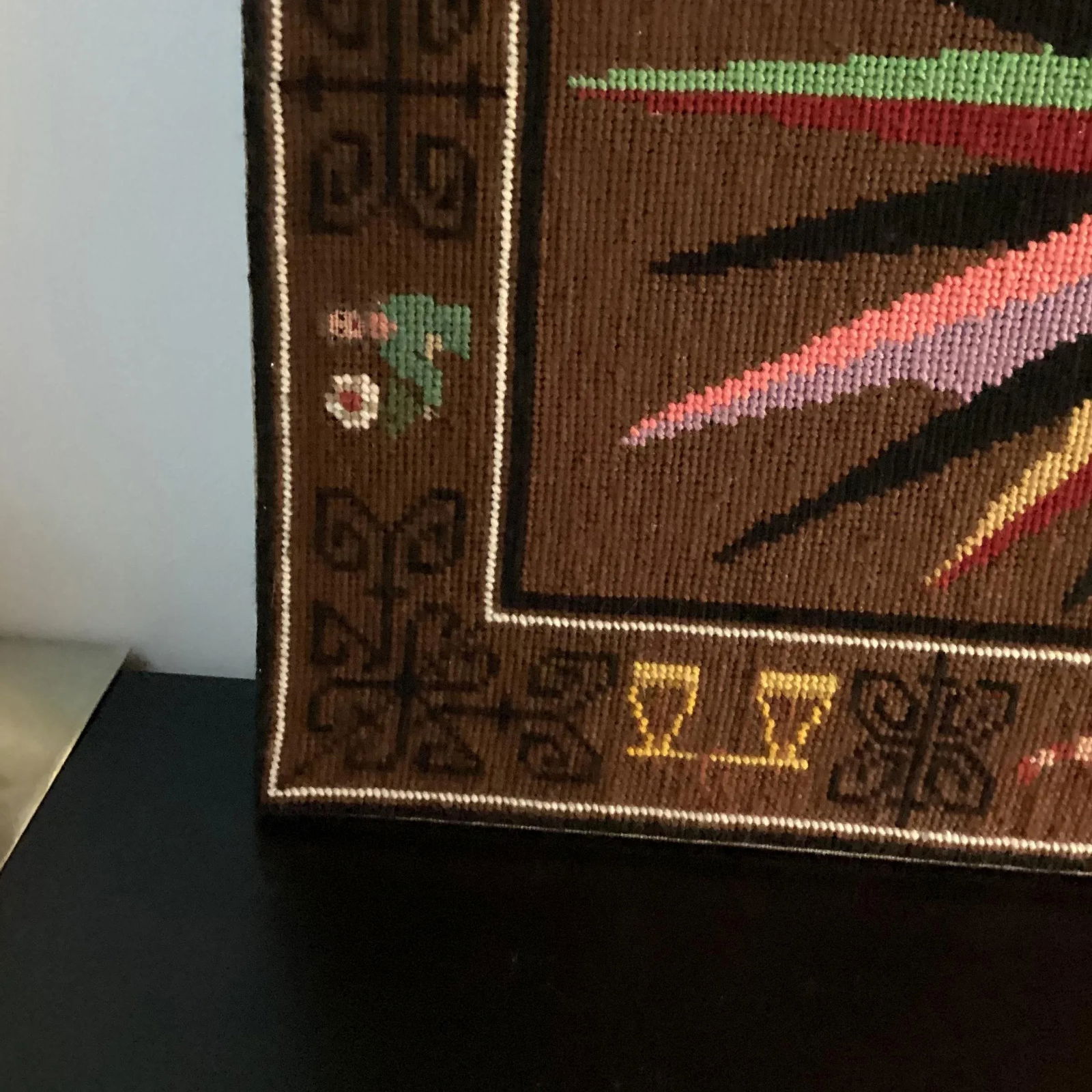 Mid Century Modern Needlepoint Astrology Hanging Picture - 7
