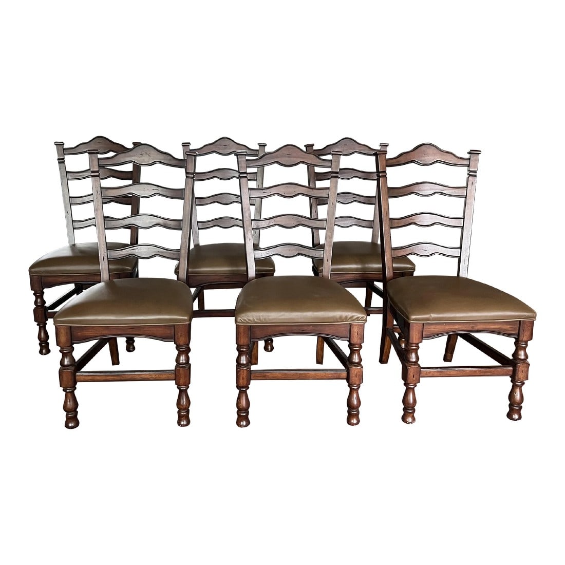Ladderback Chairs W/Carved Acanthus Top Rail, Set of 6 (1 of 8)