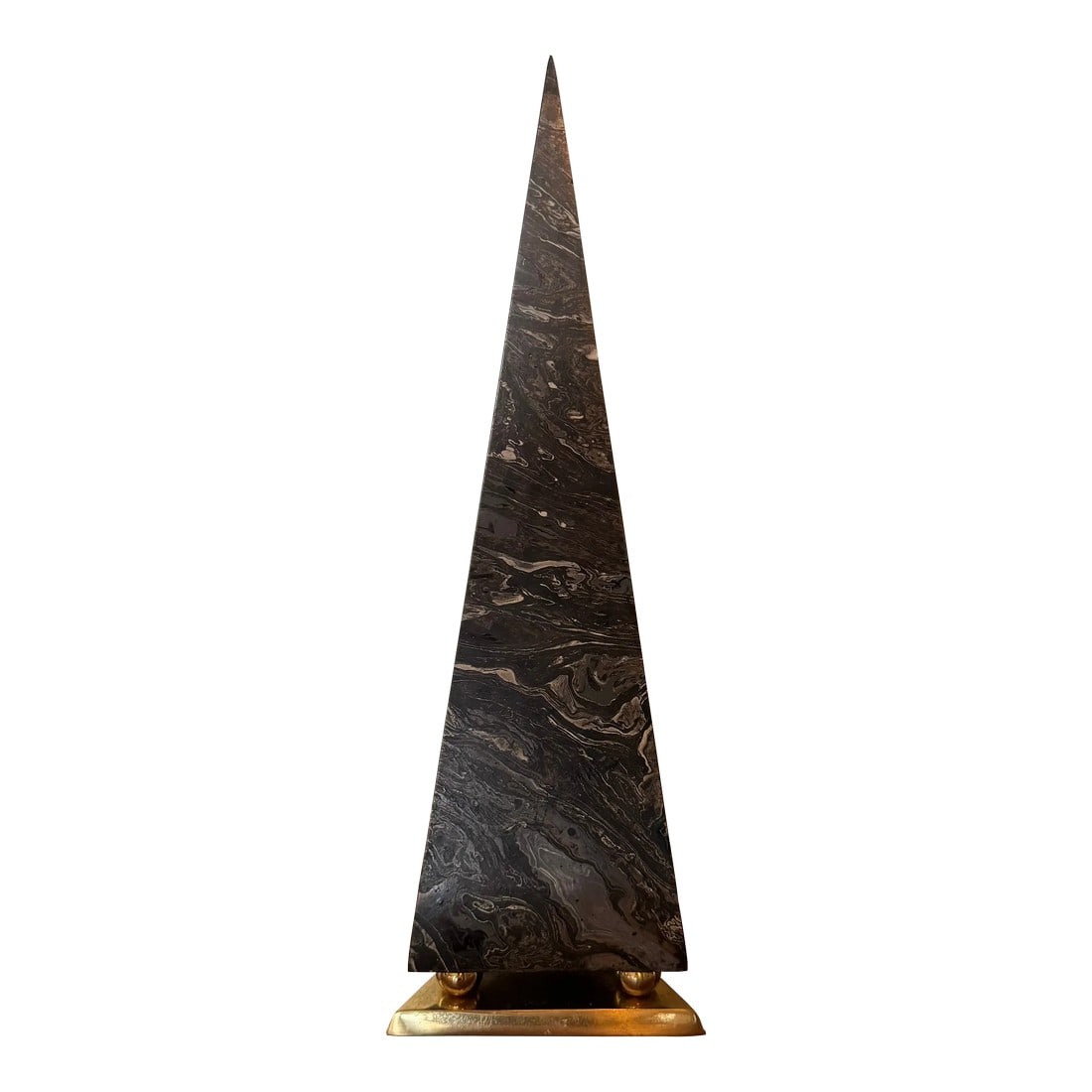 1970's Marbleized Brass Pyramid Obelisk (1 of 8)
