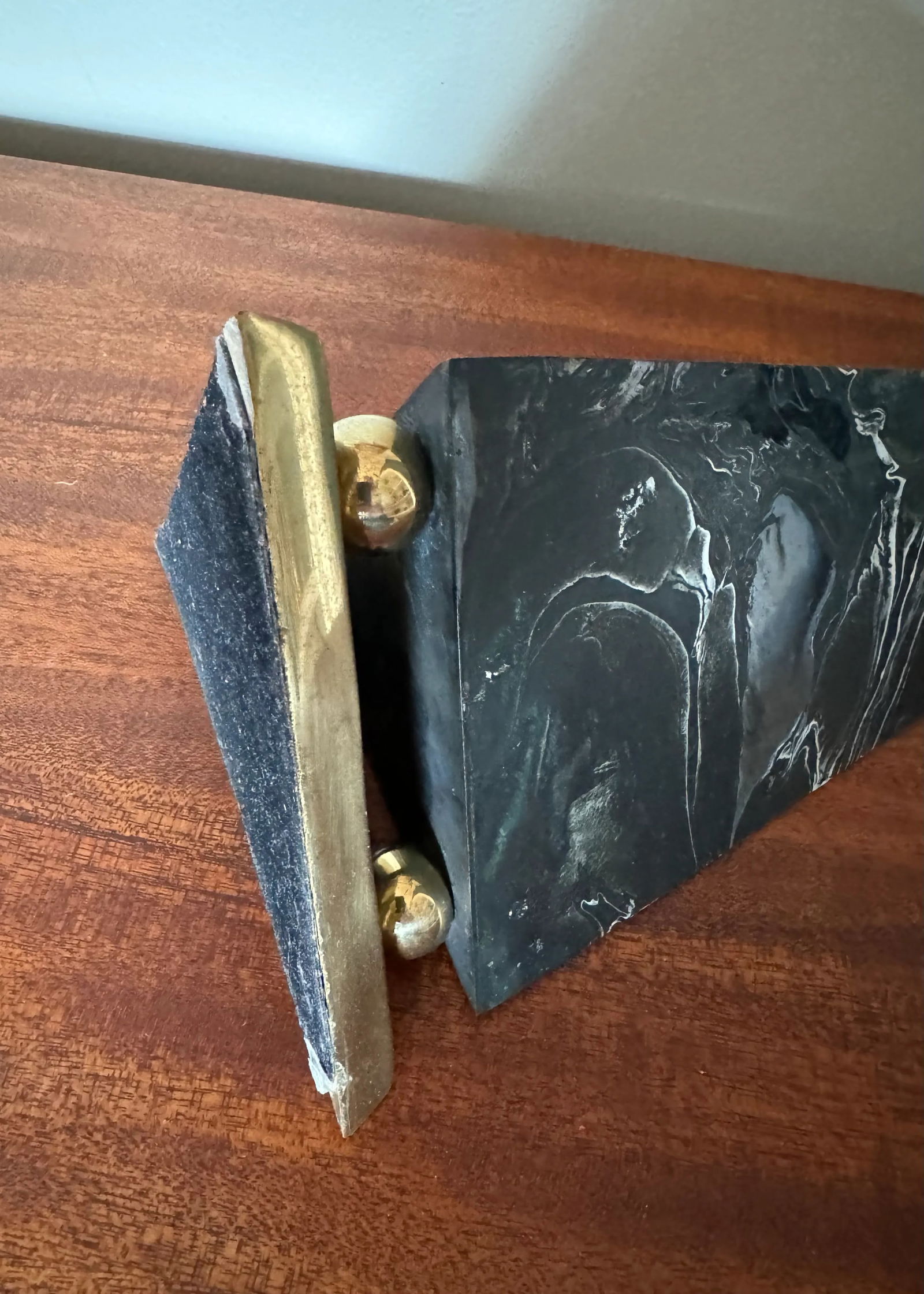 1970's Marbleized Brass Pyramid Obelisk - 5