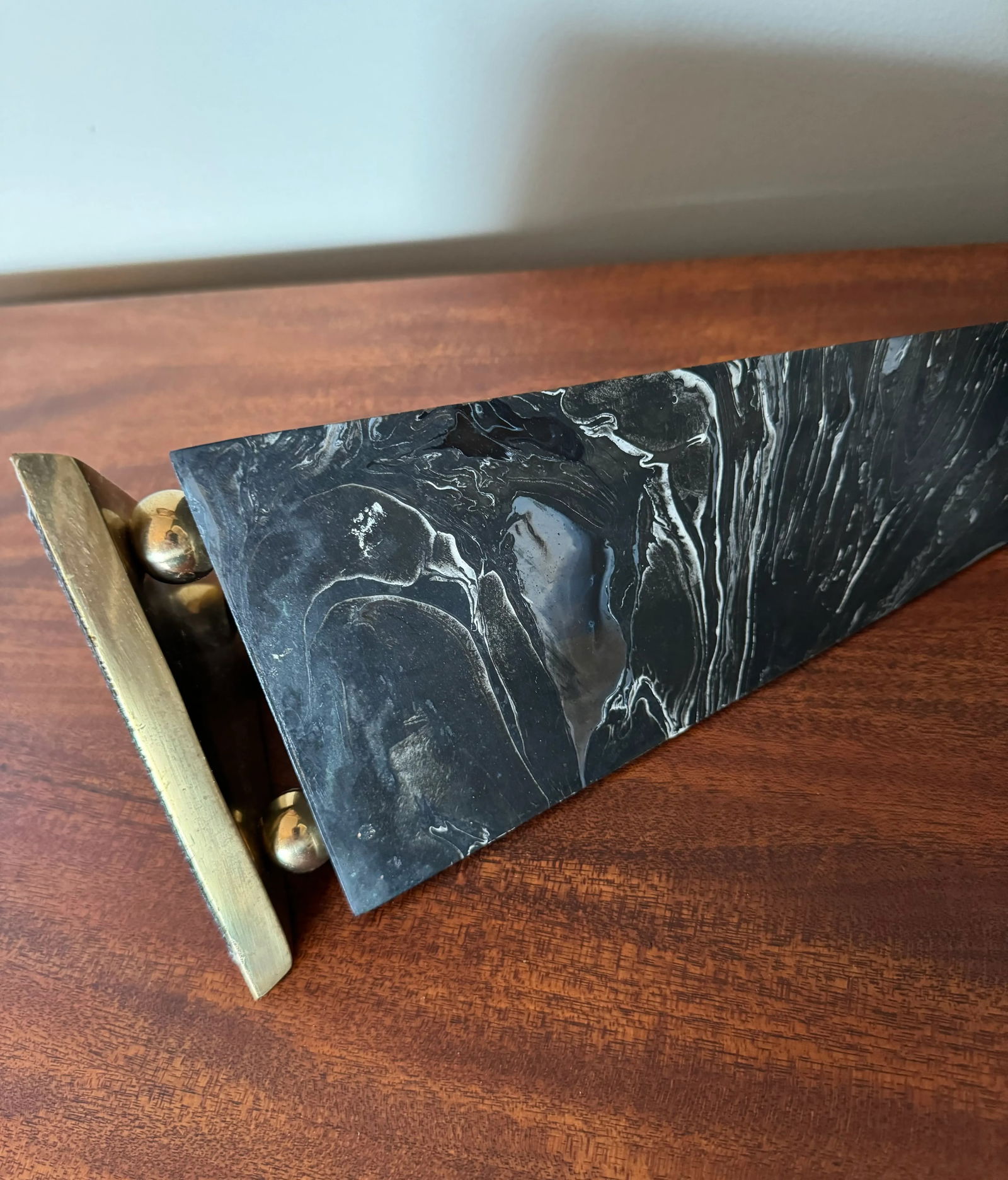 1970's Marbleized Brass Pyramid Obelisk - 8