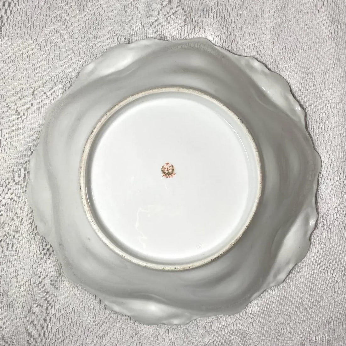 Antique r.s Prussia Bowls - Set of 5, Pink & White Water Lily, Gold Scalloped Edge, Gold Trim - 9