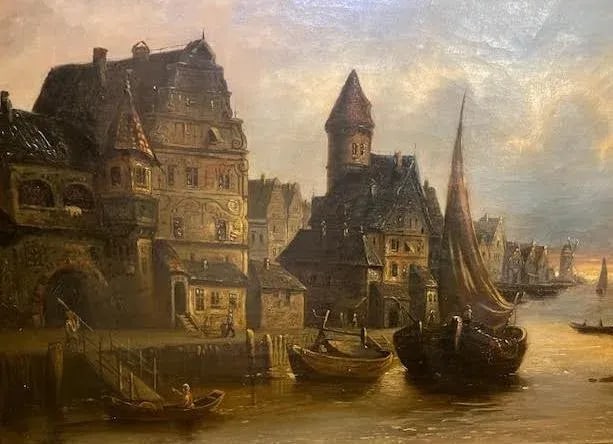 Louis Meijer (1809-1866) 19th Century Romantic Dutch Painting Amsterdam Maritime - 6
