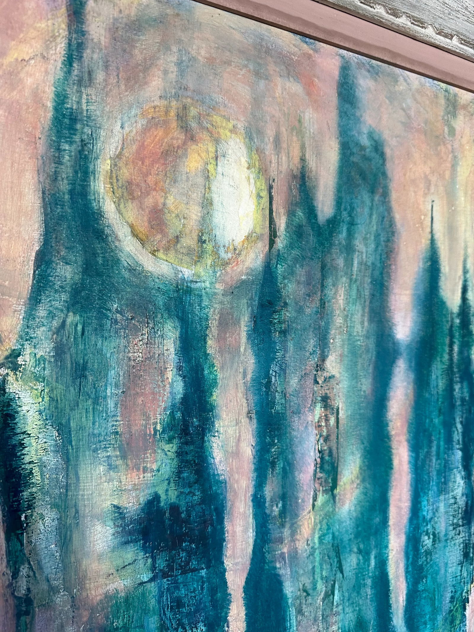 Painting by Mort Baranoff (Texas, 1932 -1978) Cypress With Moon - 3