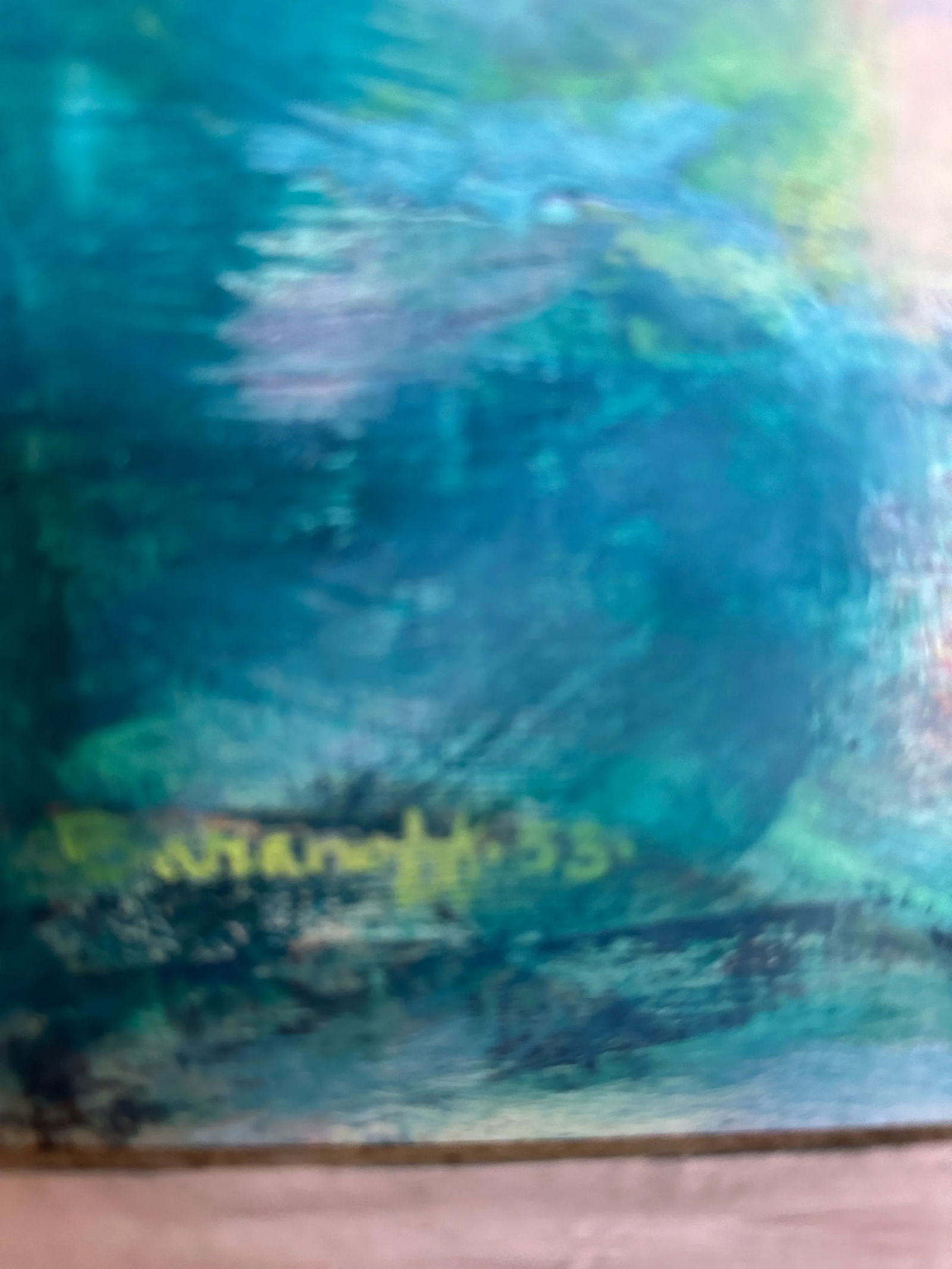 Painting by Mort Baranoff (Texas, 1932 -1978) Cypress With Moon - 5