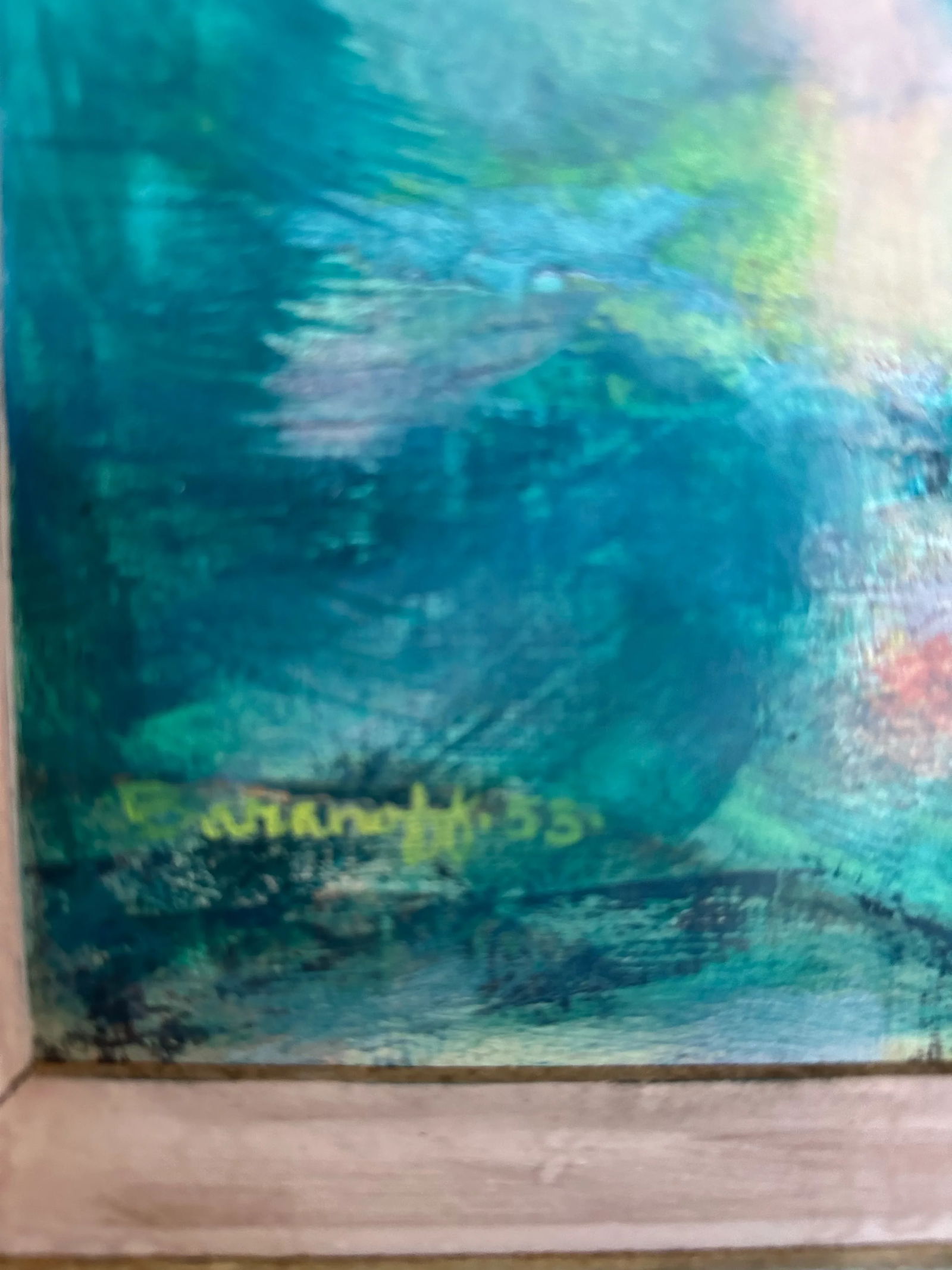 Painting by Mort Baranoff (Texas, 1932 -1978) Cypress With Moon - 6