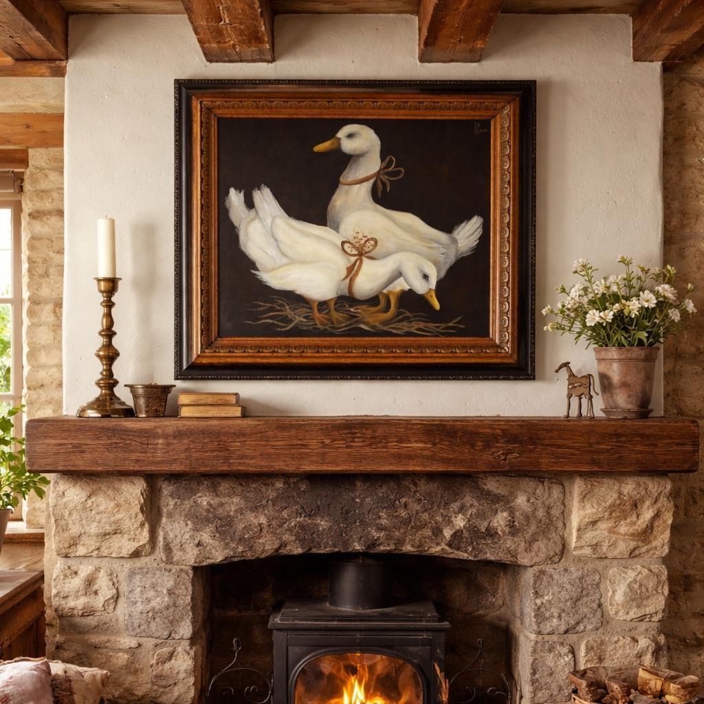 Gees Oil Painting by Harper in Antique Frame - 2