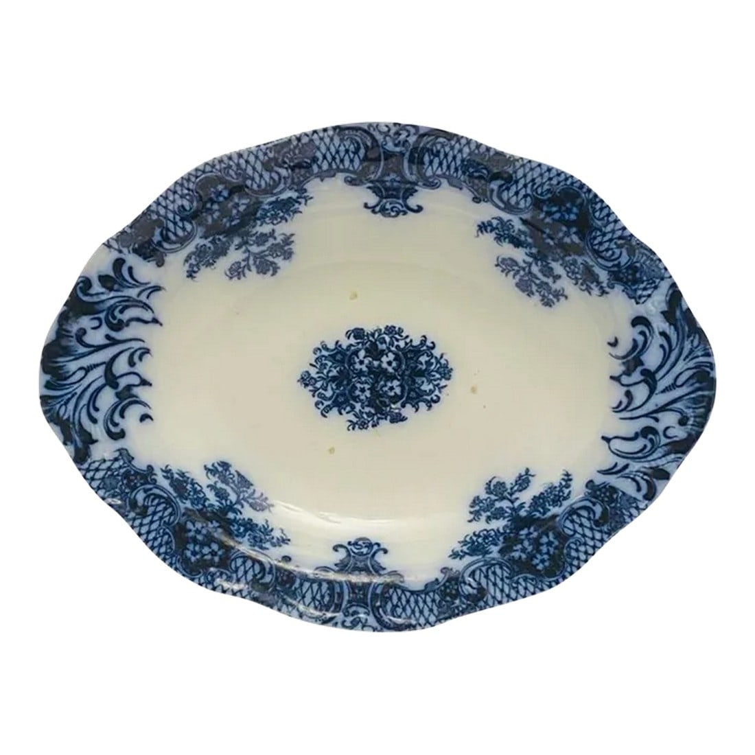 Vintage Keswick Flow Blue Oval Serving Bowl by Wood and Son England (1 of 9)