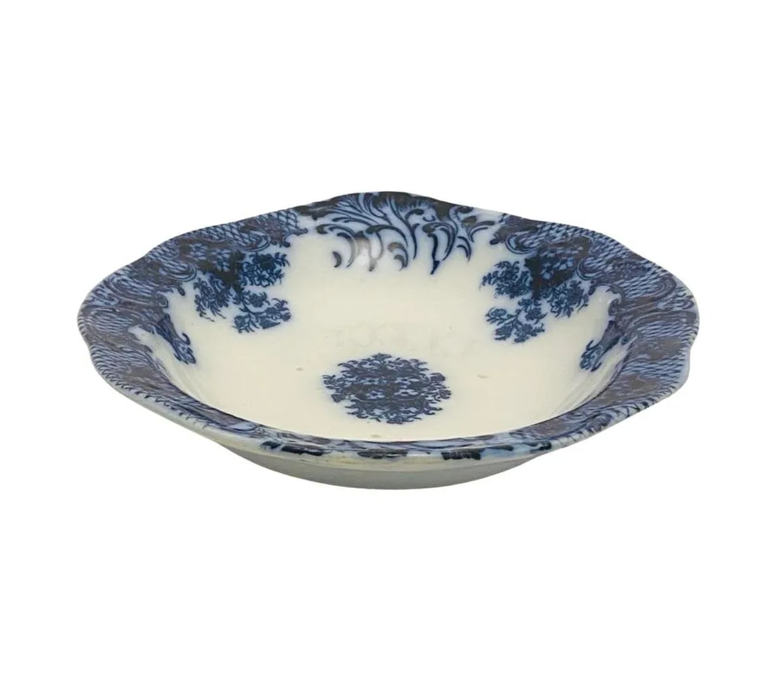 Vintage Keswick Flow Blue Oval Serving Bowl by Wood and Son England - 3