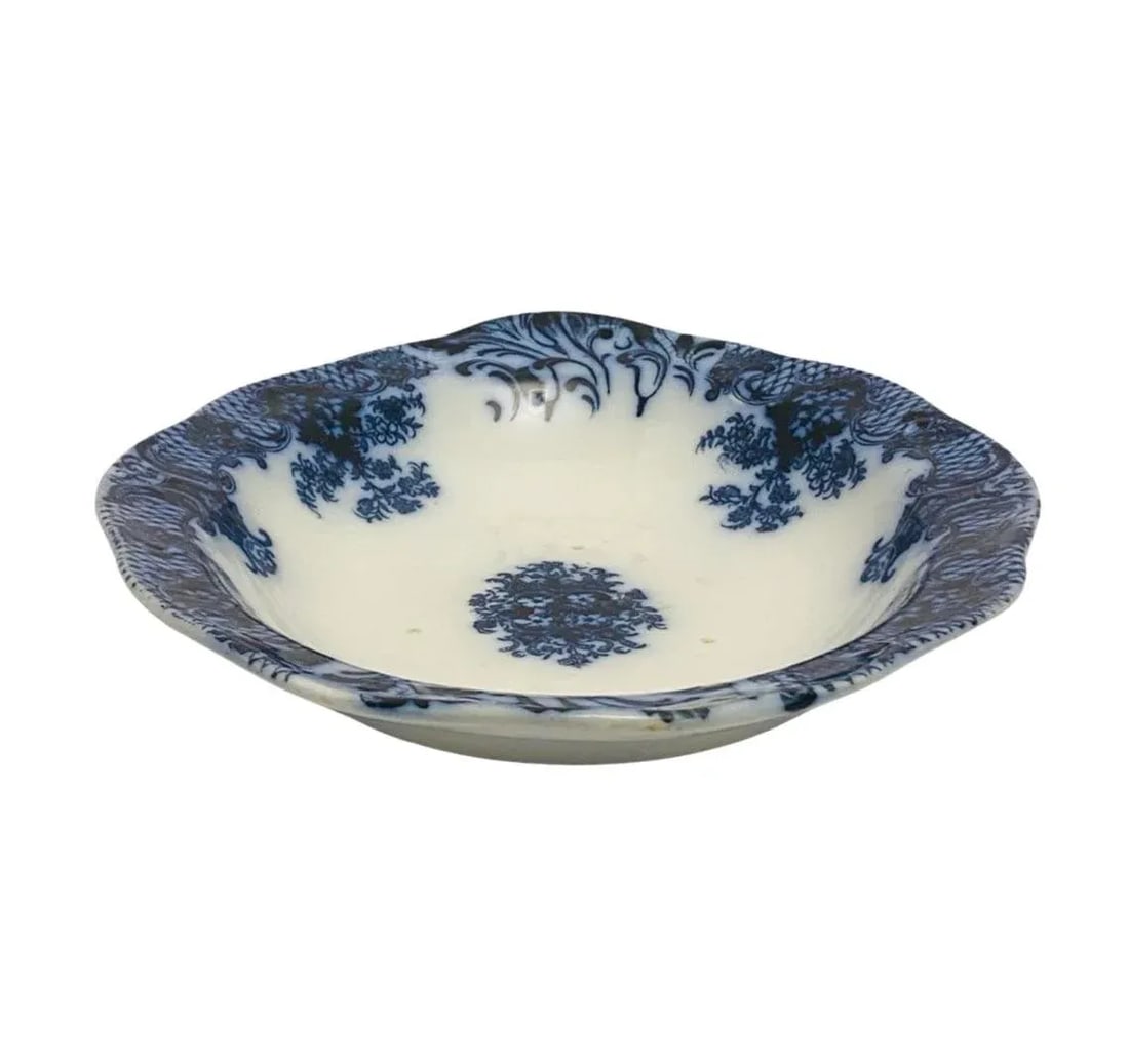 Vintage Keswick Flow Blue Oval Serving Bowl by Wood and Son England - 6