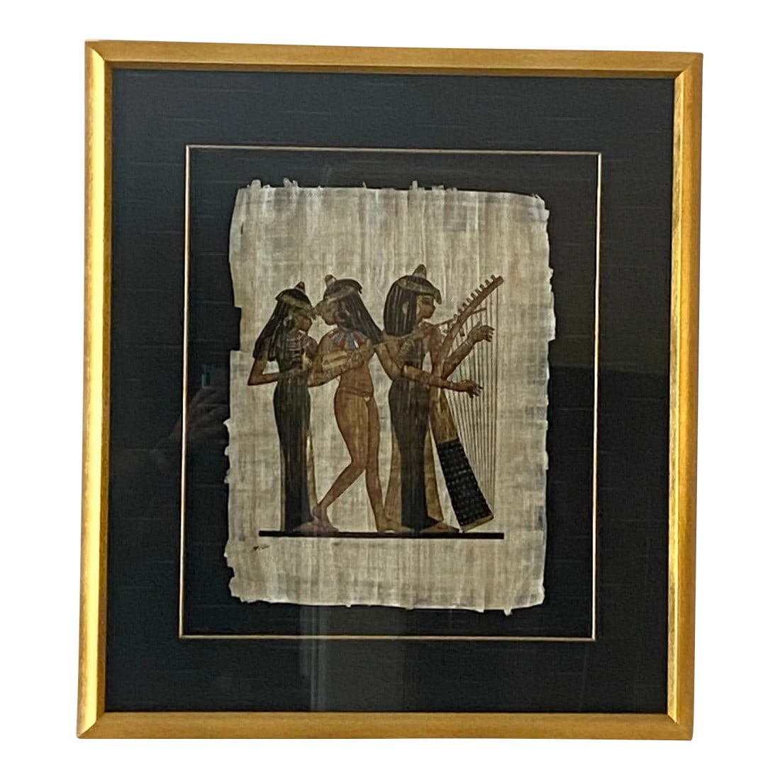 Hand Painted Egyptian Women Painting on Papyrus - Signed & Framed (1 of 7)