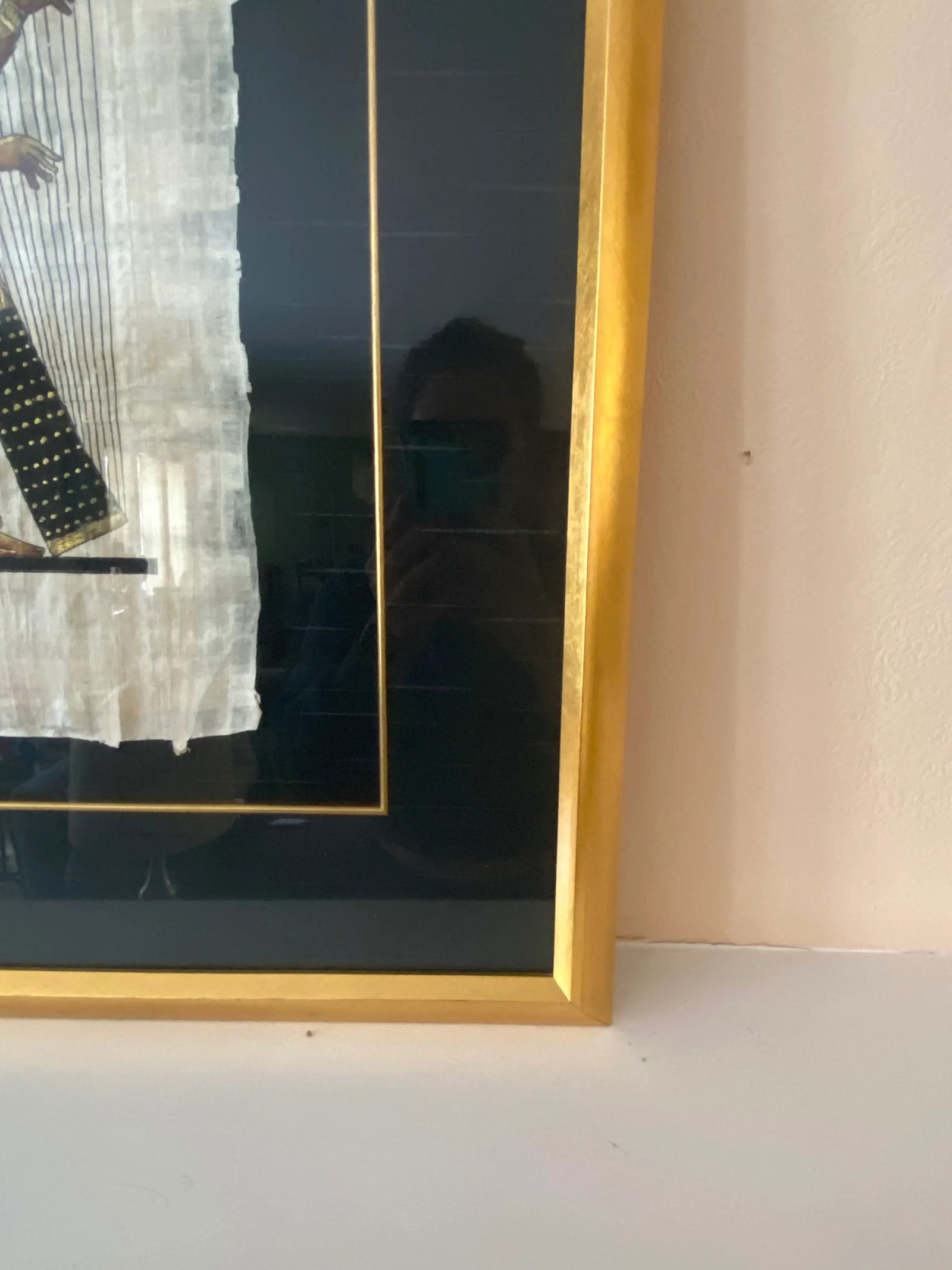 Hand Painted Egyptian Women Painting on Papyrus - Signed & Framed - 3