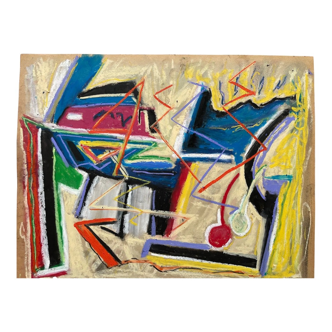 Abstract Cubism Original Oil Pastel Painting by John Schwab (1 of 2)