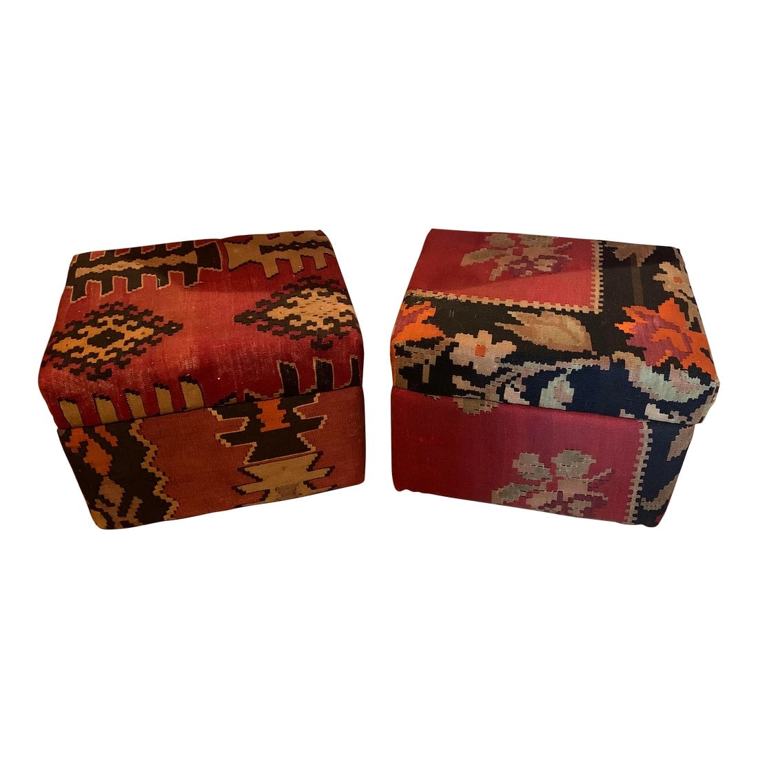 Kilim-Covered Stools With Inside Storage - Set of 2 (1 of 5)