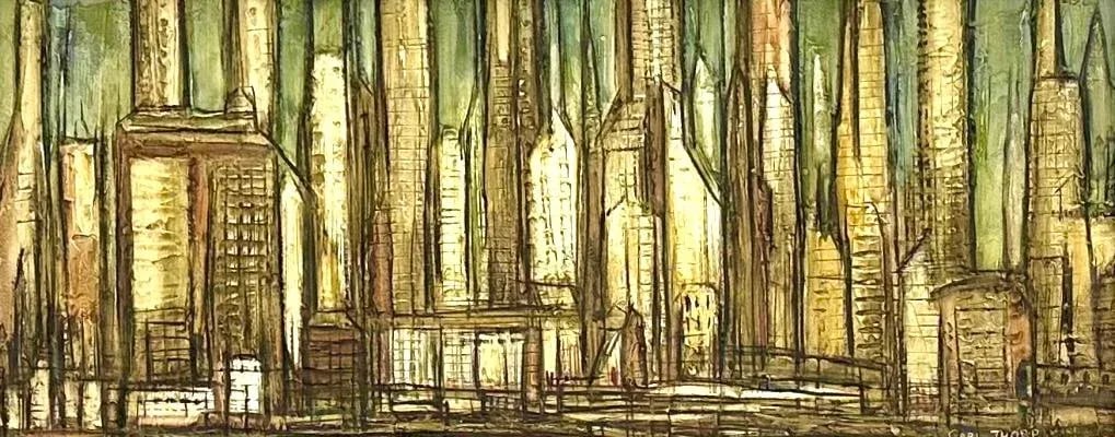 Original Signed Carl Thorp Oil Painting of Nyc - 2
